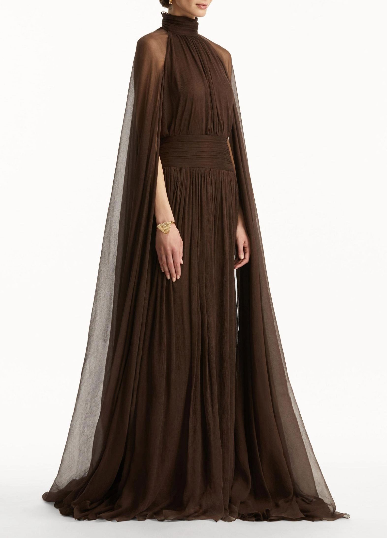 Fatos Backless Ruch Mesh Maxi Dress