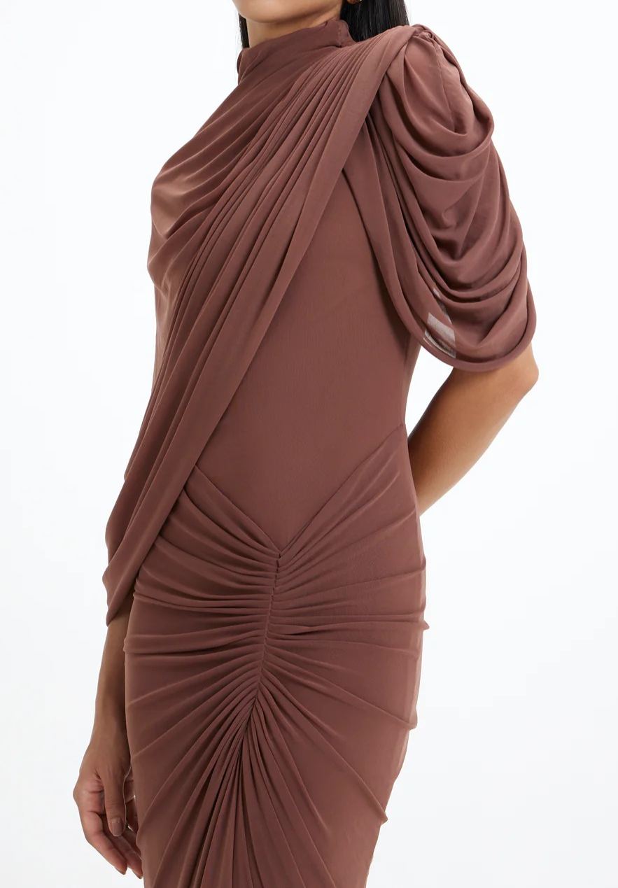 Dubaku Draped Shawl Maxi Dress