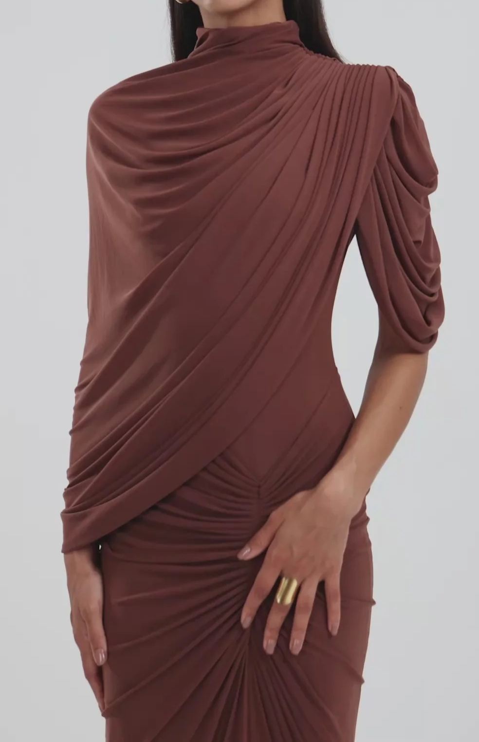 Dubaku Draped Shawl Maxi Dress