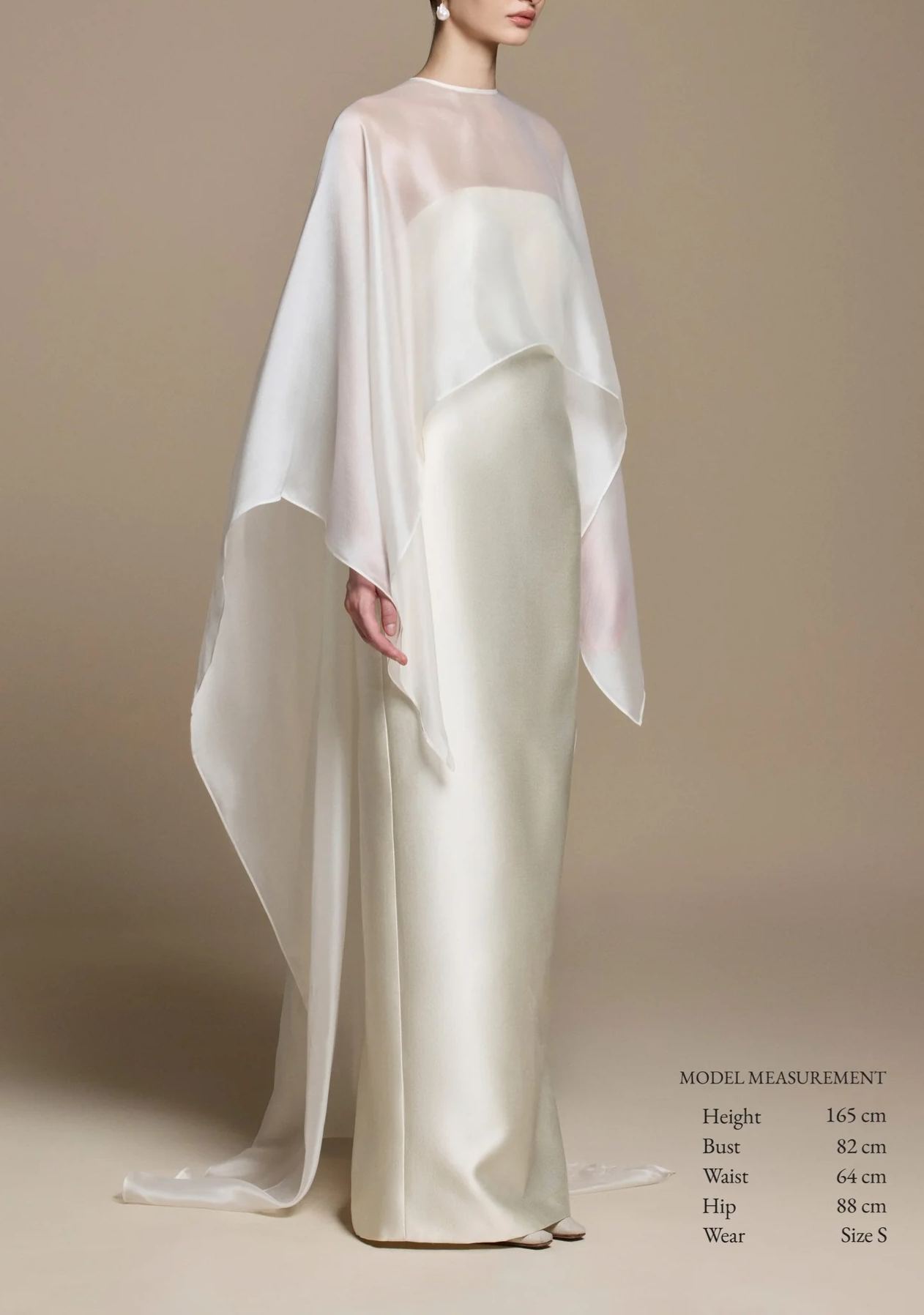 Daplag Mesh Shawl Silky Maxi Dress In White