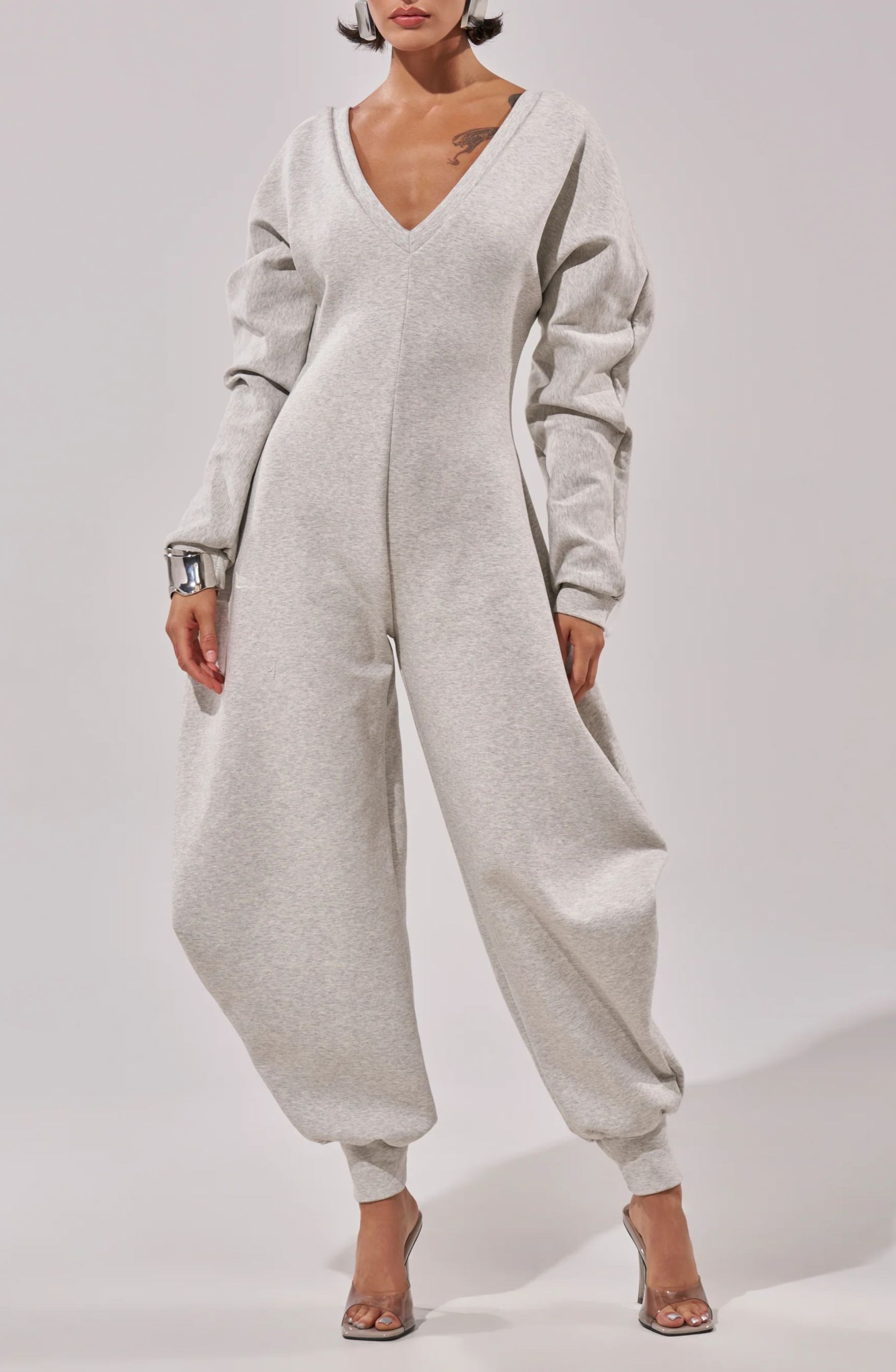 Zaahir V Neck Barrel Jumpsuit