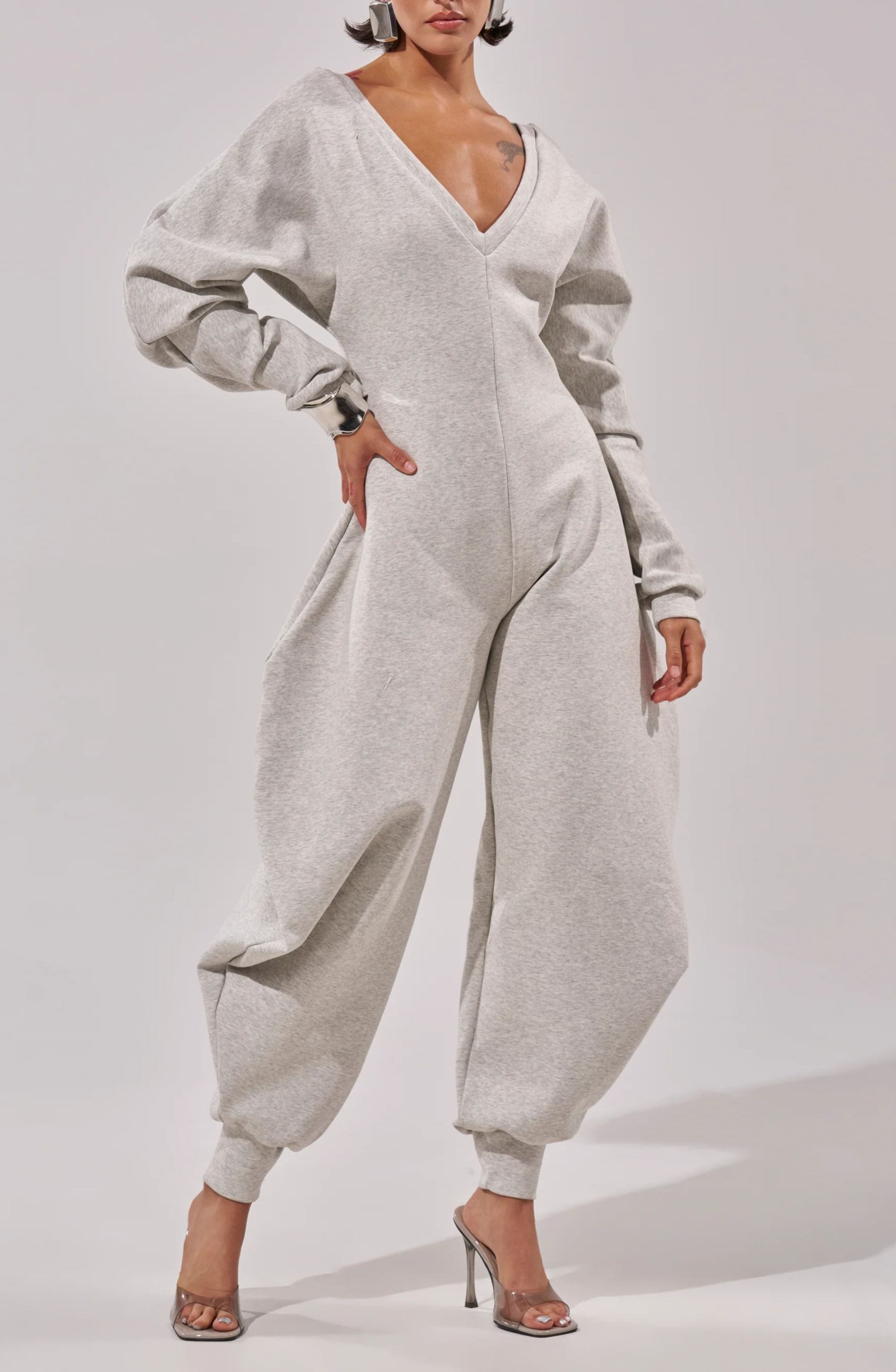 Zaahir V Neck Barrel Jumpsuit