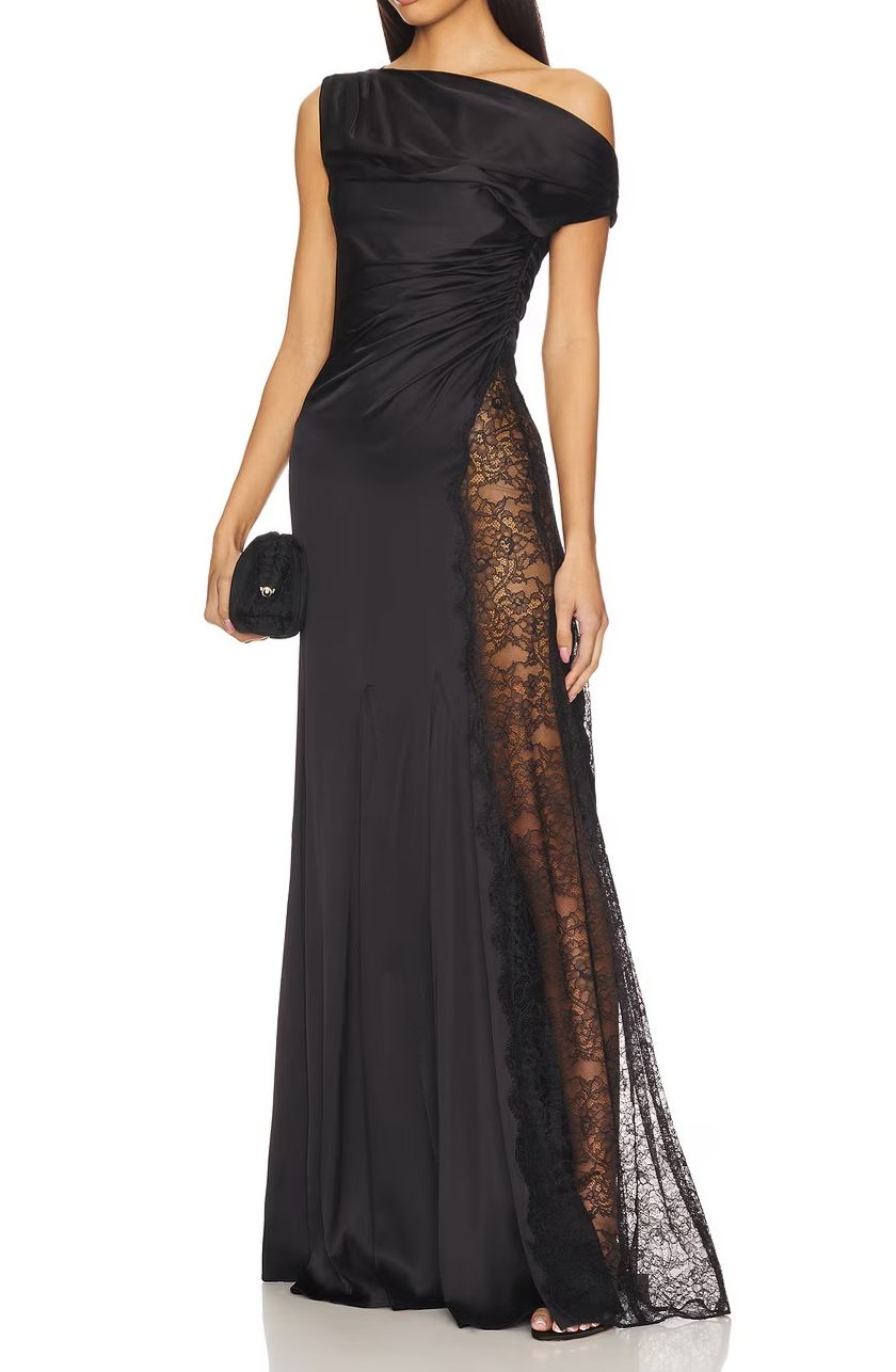 Dzsesszika One Shoulder Lace Maxi Dress