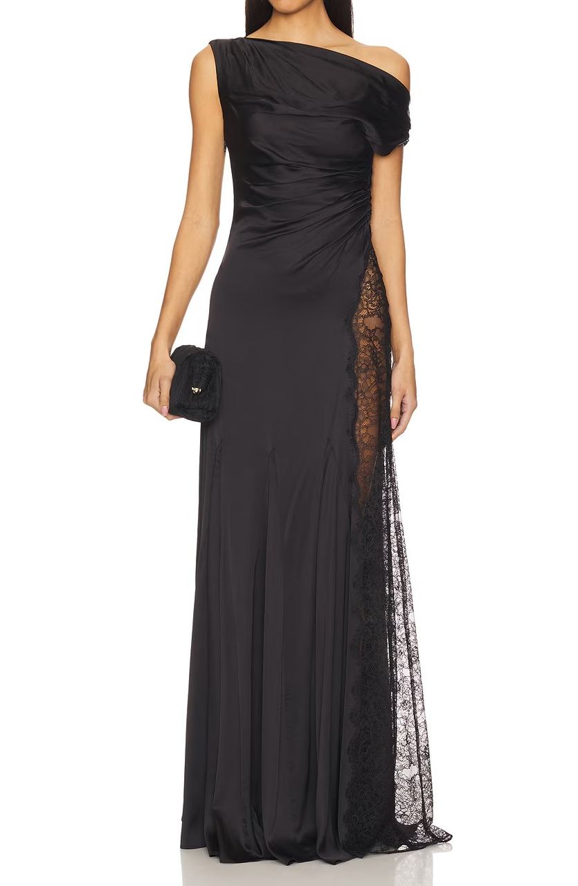 Dzsesszika One Shoulder Lace Maxi Dress