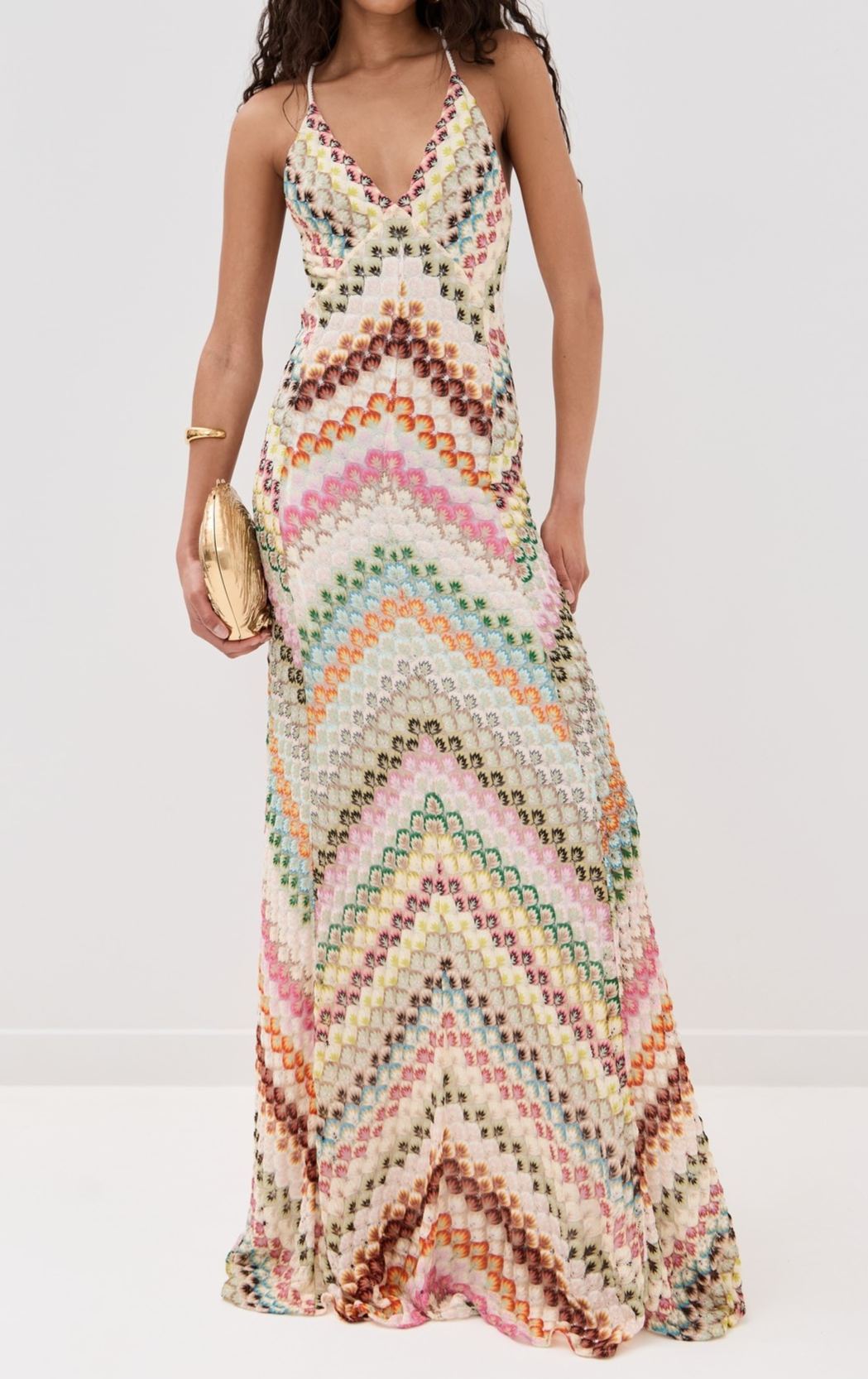 Drummond Plunge Maxi Dress In Apricot