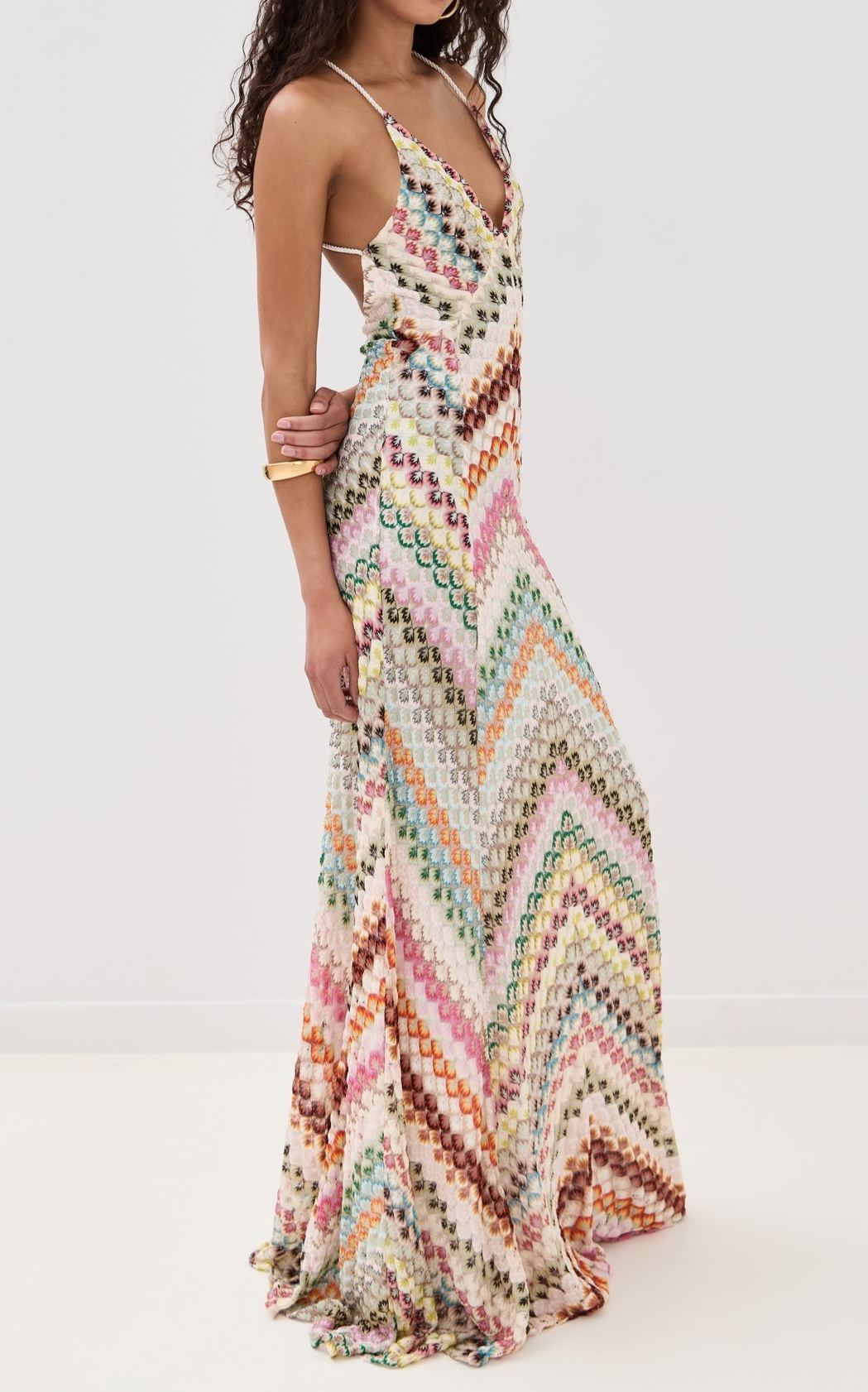 Drummond Plunge Maxi Dress In Apricot