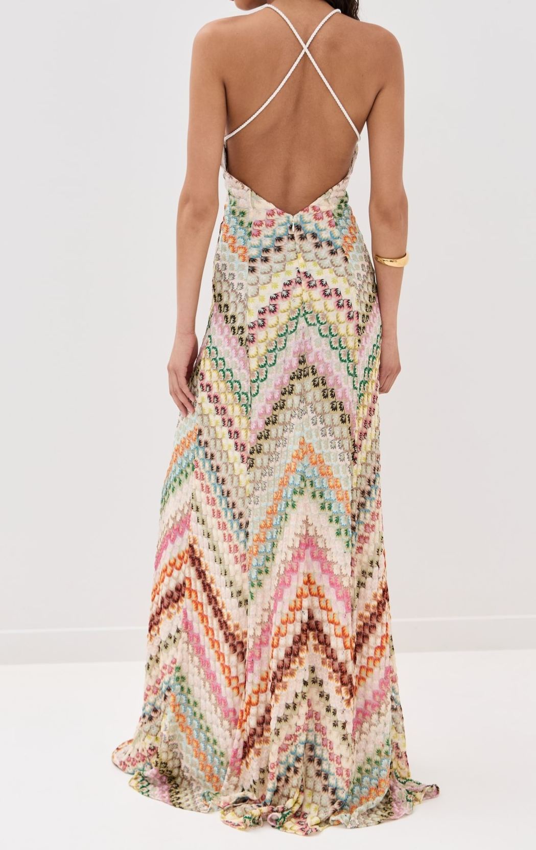 Drummond Plunge Maxi Dress In Apricot