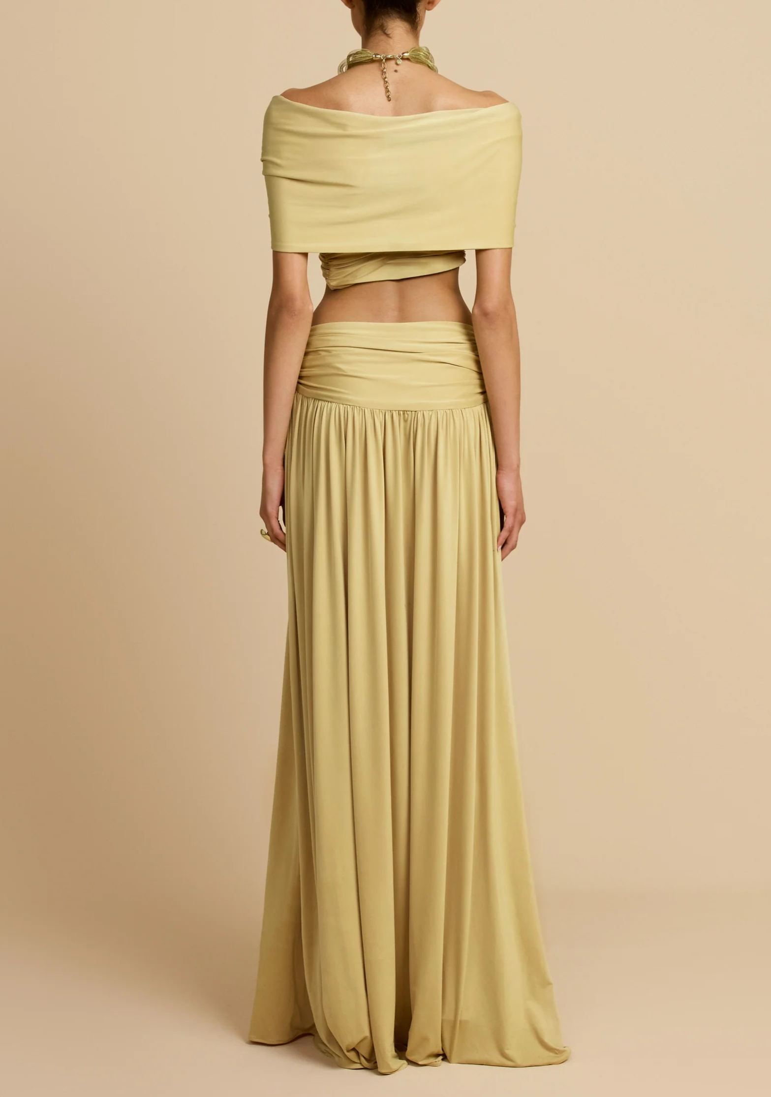 Dylis Off Shoulder Ruch Skirt Set