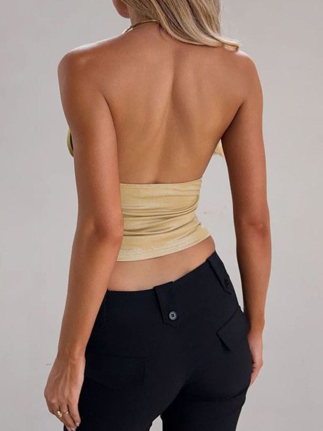 Emmalyn Plunge Metallic Top