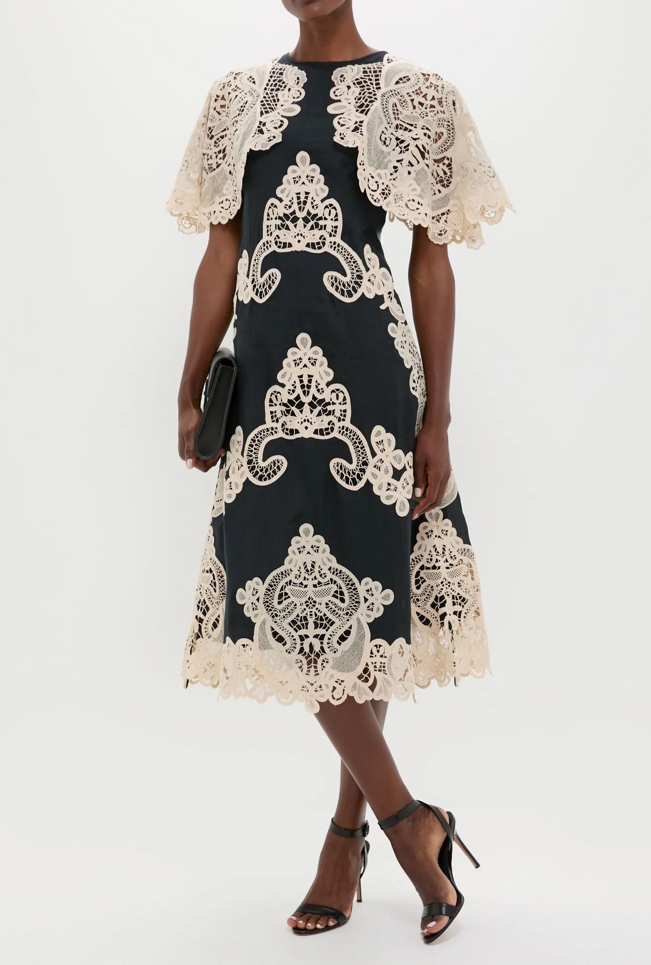 Farzad Cochet Shawl Midi Dress In Black