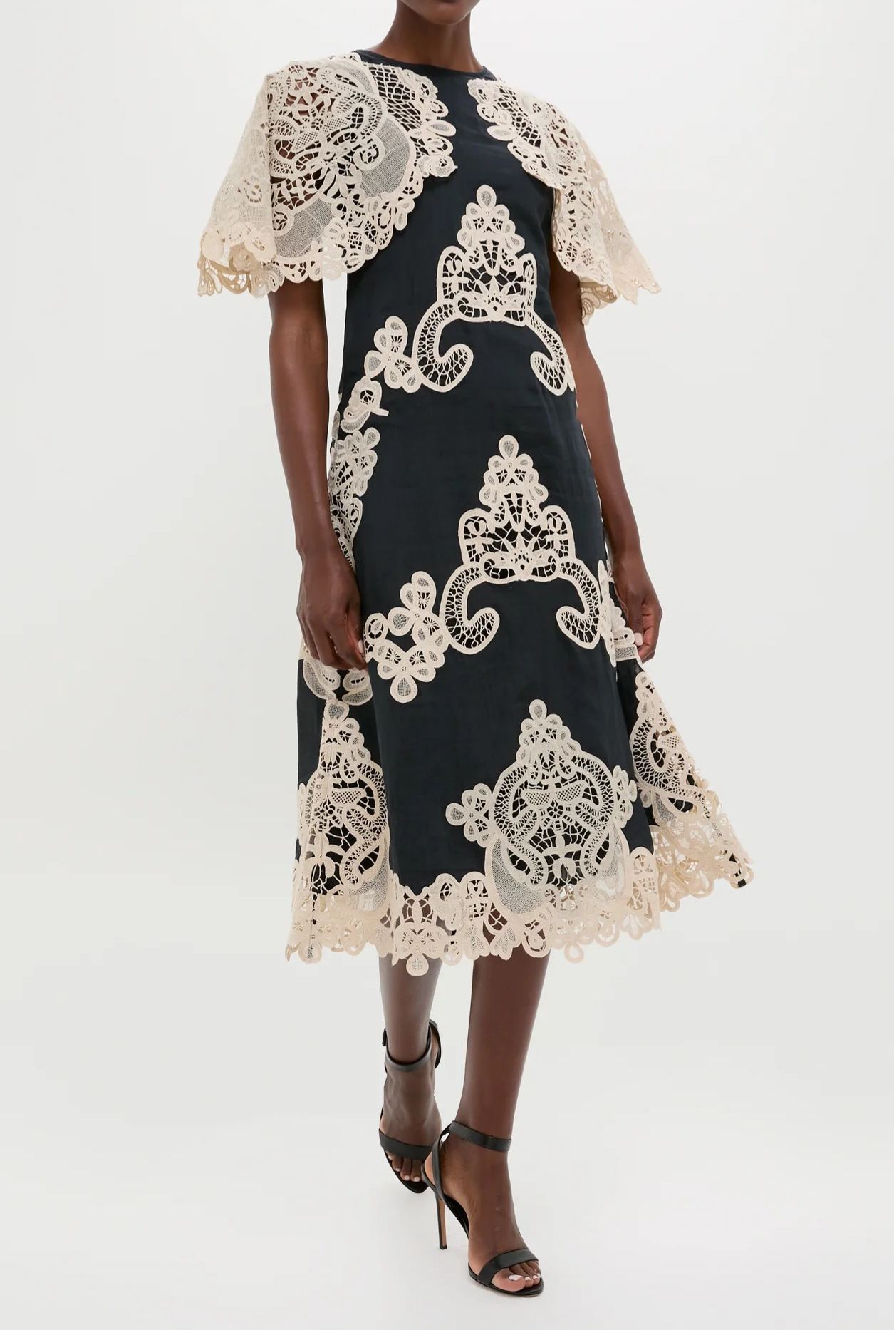 Farzad Cochet Shawl Midi Dress In Black