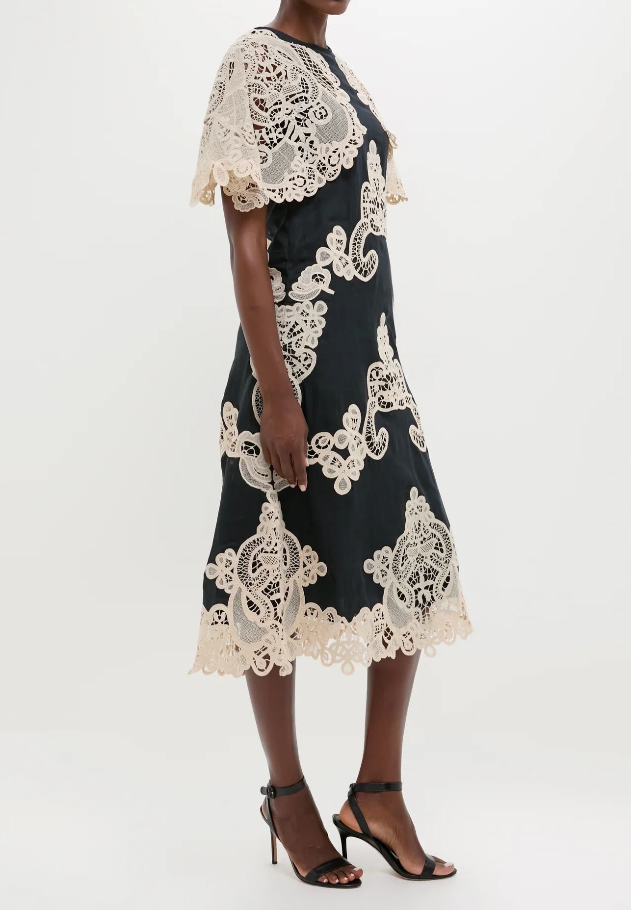 Farzad Cochet Shawl Midi Dress In Black