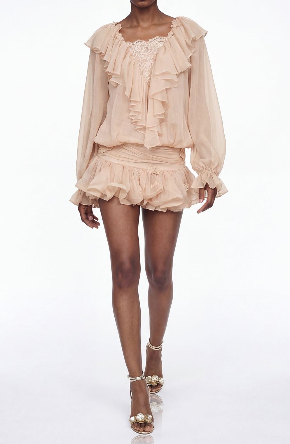 Sealama Embroidered Ruffe Mini Dress