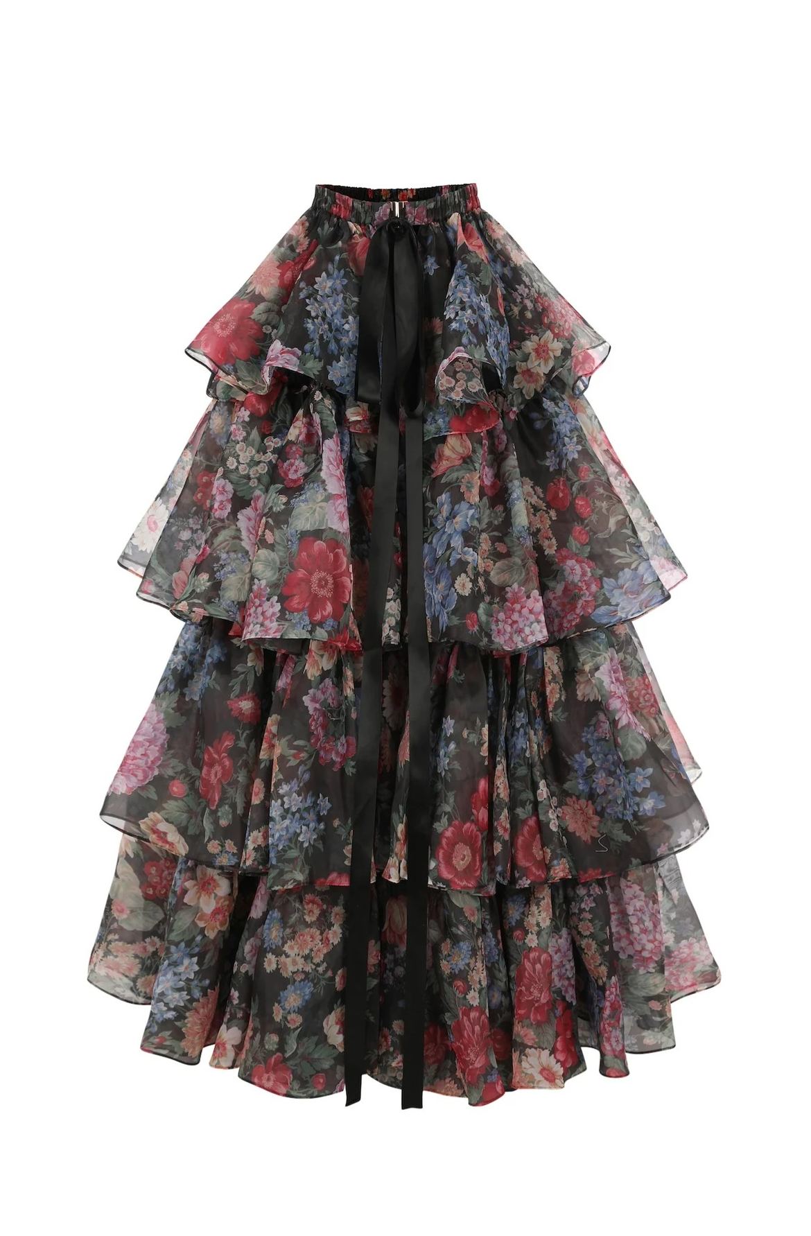 Nalima Floral Printed Skirt Set In Black