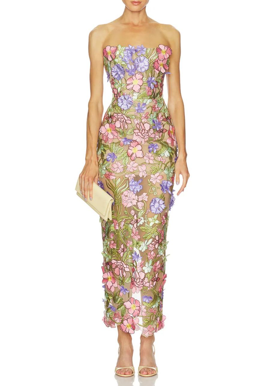 Fonniom Embroidered Sequin Floral Maxi Dress