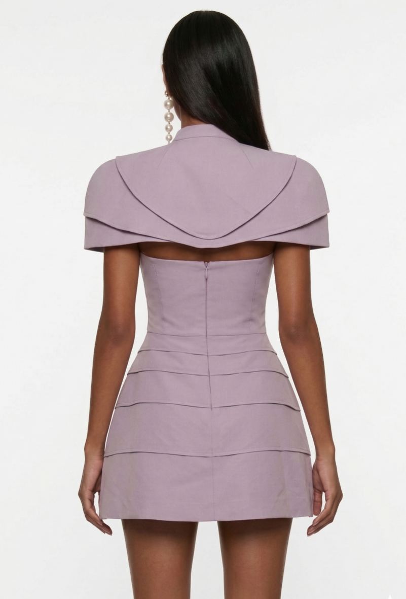 Aposey Purple Cape Mini Dress