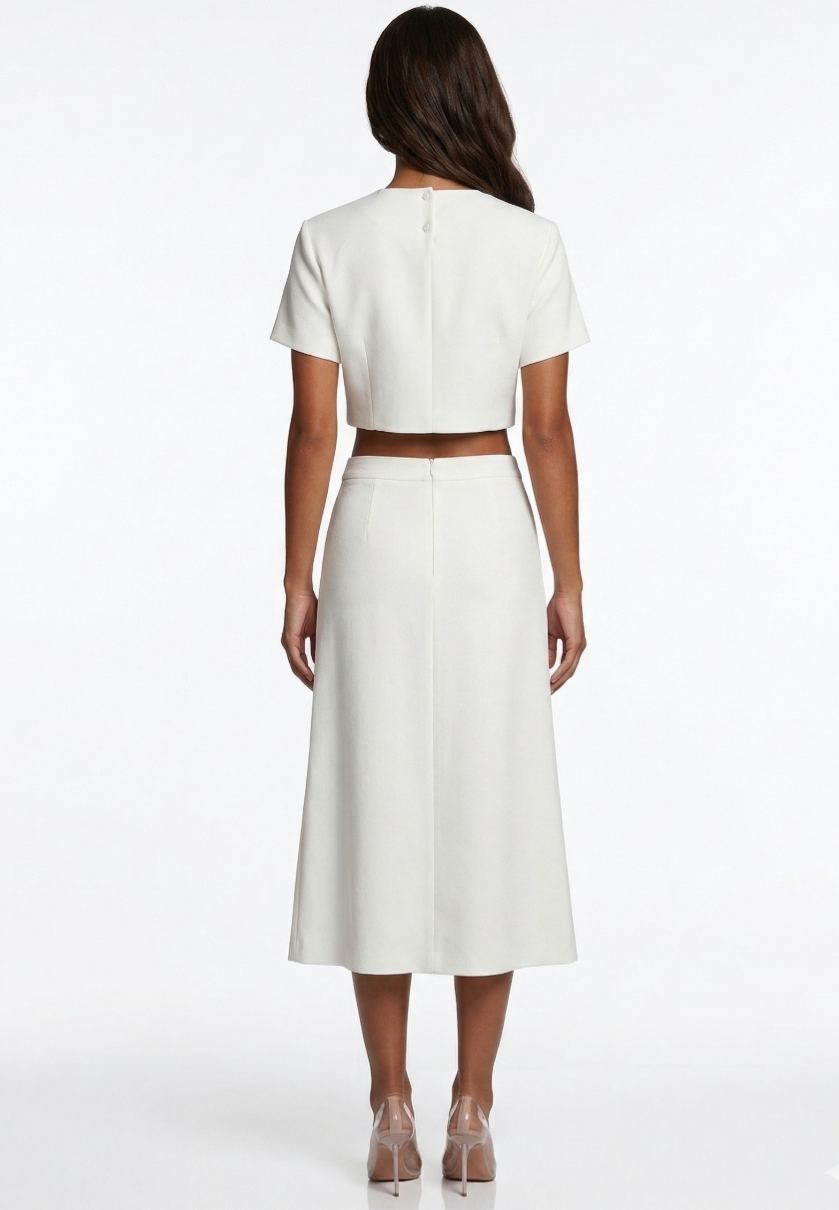 Fedelma Floral Applique Short Sleeve Top & Skirt Set