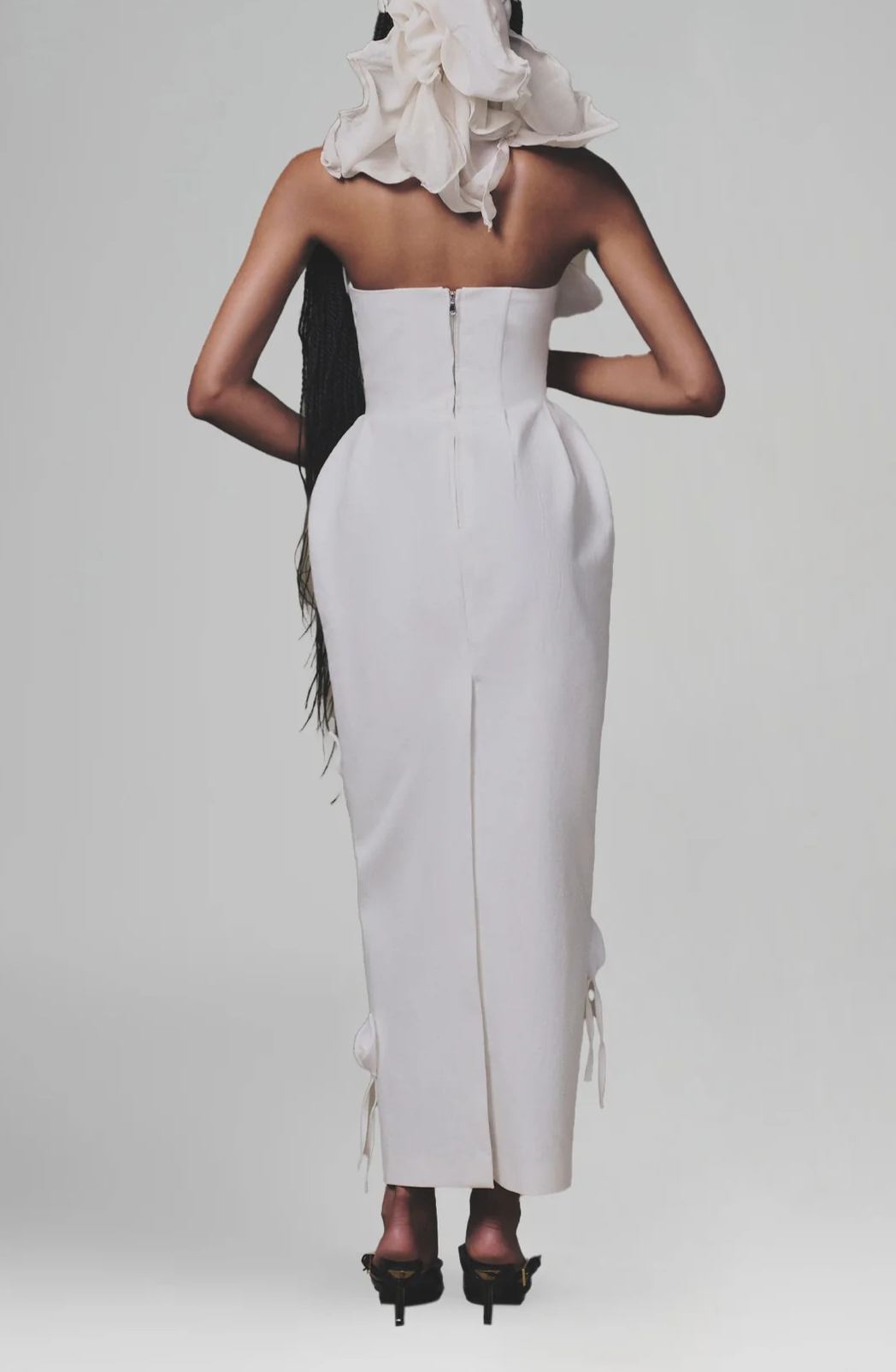 Bodie White Maxi Dress with 3D Petals