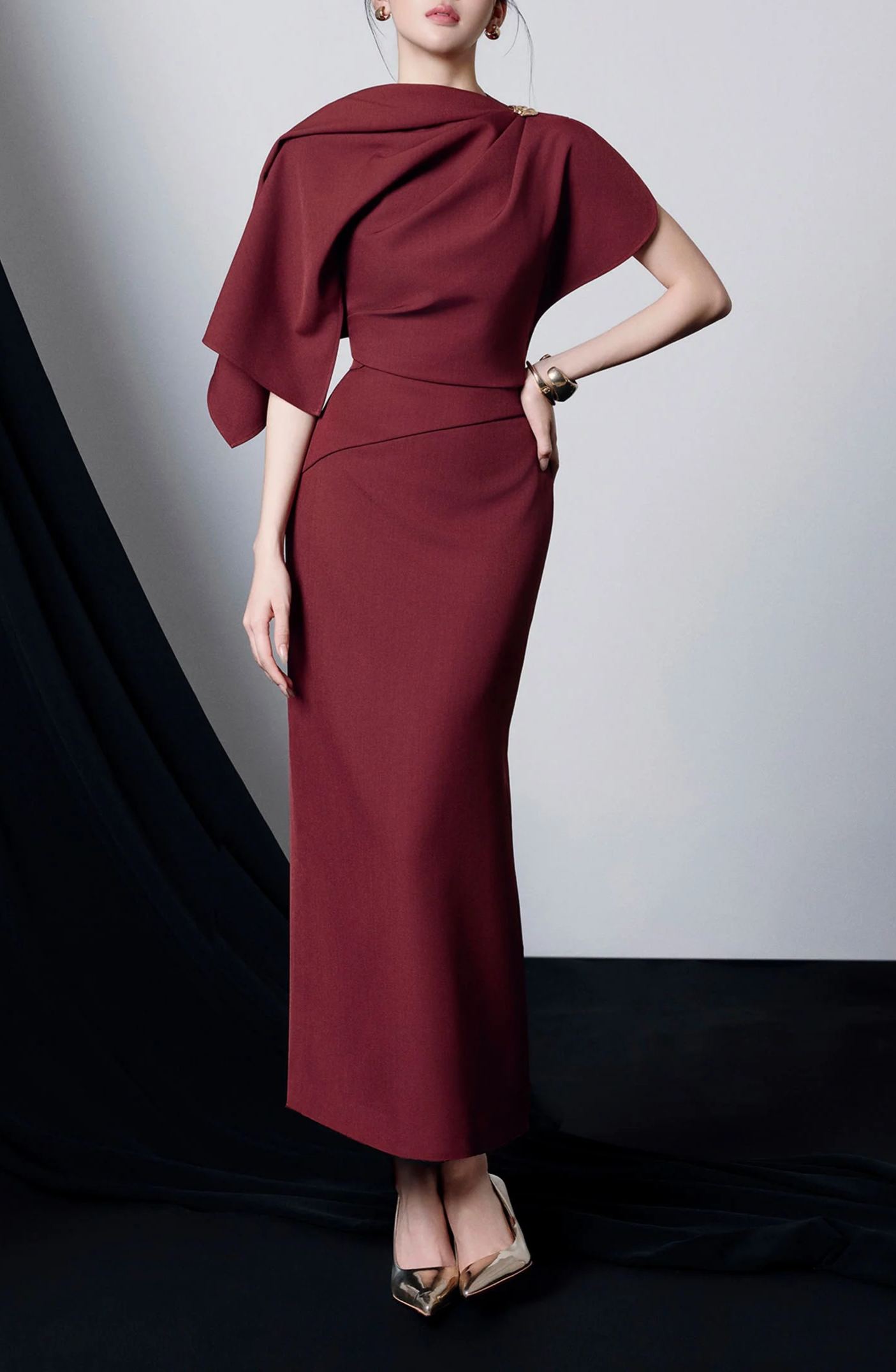 Fionnghal Ruch Shawl Maxi Dress