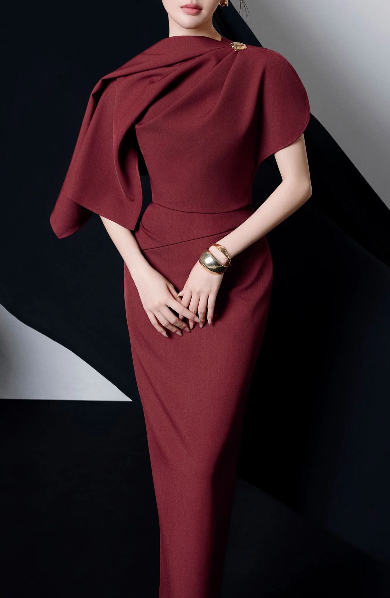 Fionnghal Ruch Shawl Maxi Dress