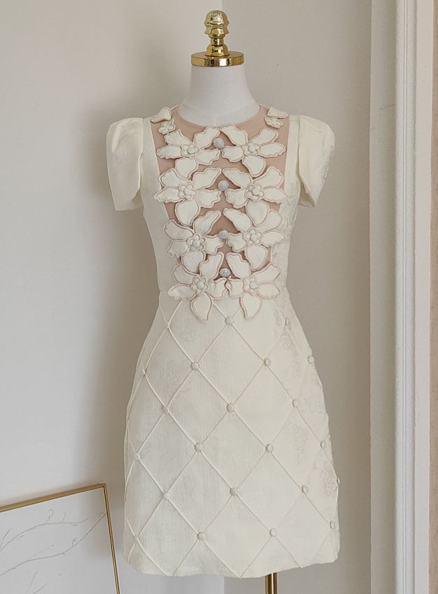 Kirasomo Flower Mesh Mini Dress