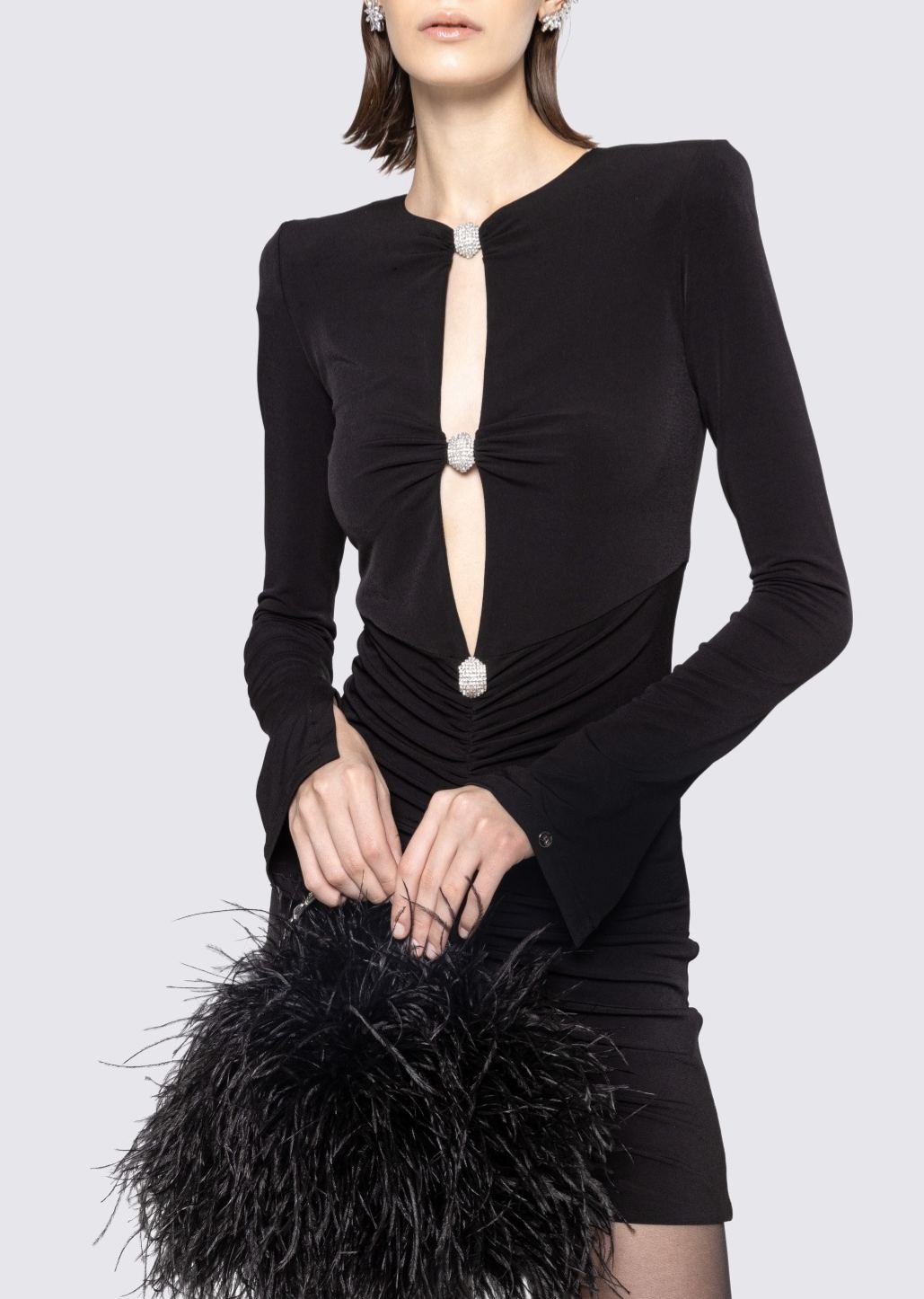 Juniper Cutout Ruched Mini Dress In Black