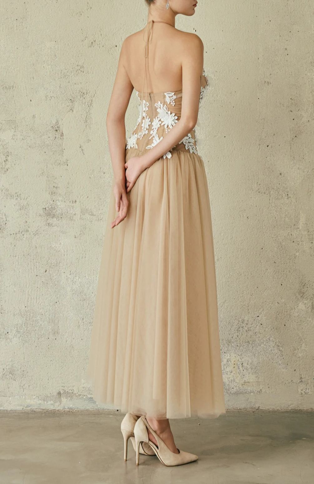 Deirdre Sleeveless Flower Mesh Maxi Dress