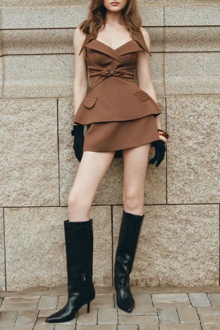 Desiree Halter Neck Ruch Skirt Set