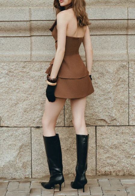 Desiree Halter Neck Ruch Skirt Set