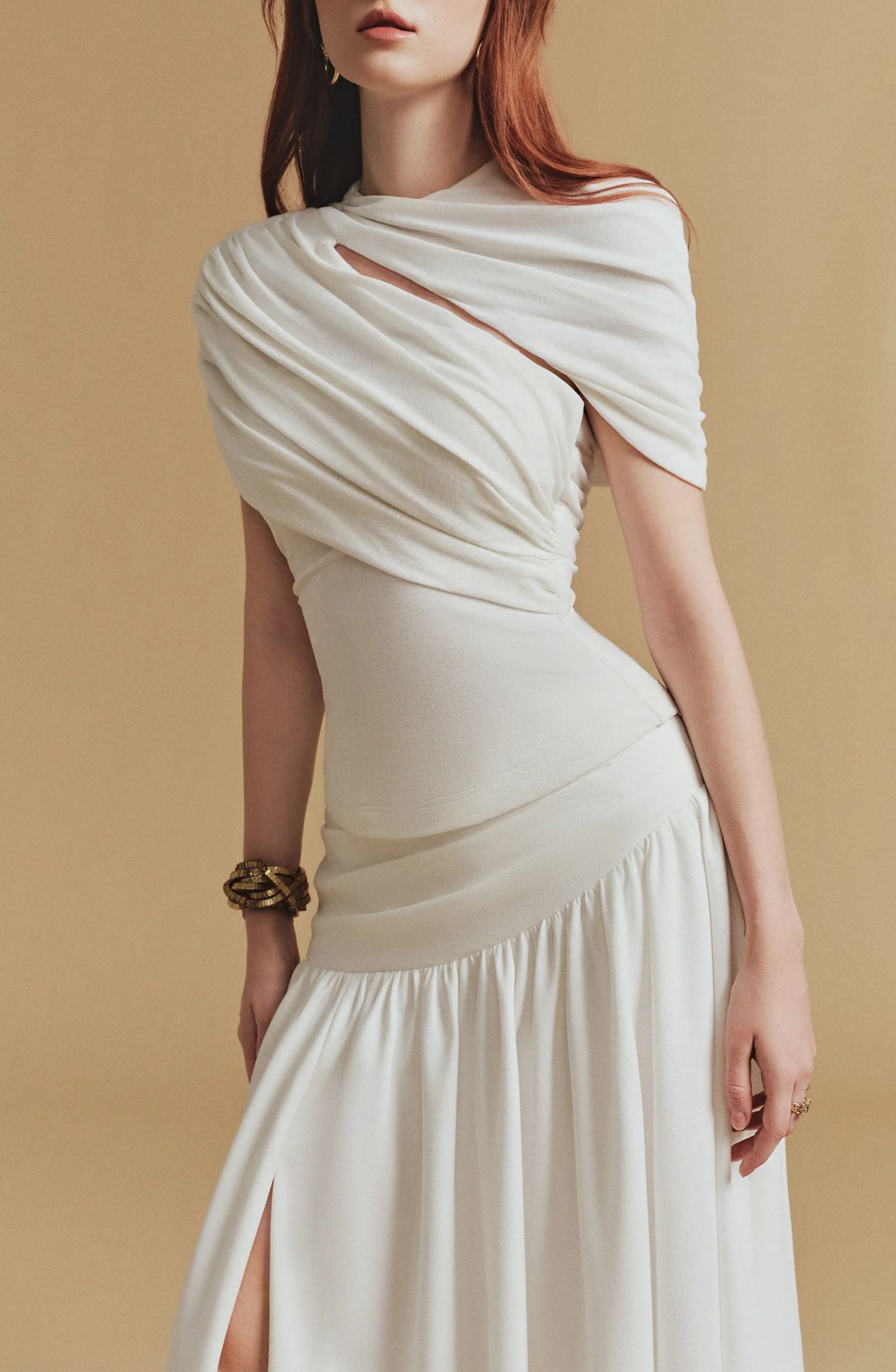 Sabine White Asymmetrical Top & Skirt Set