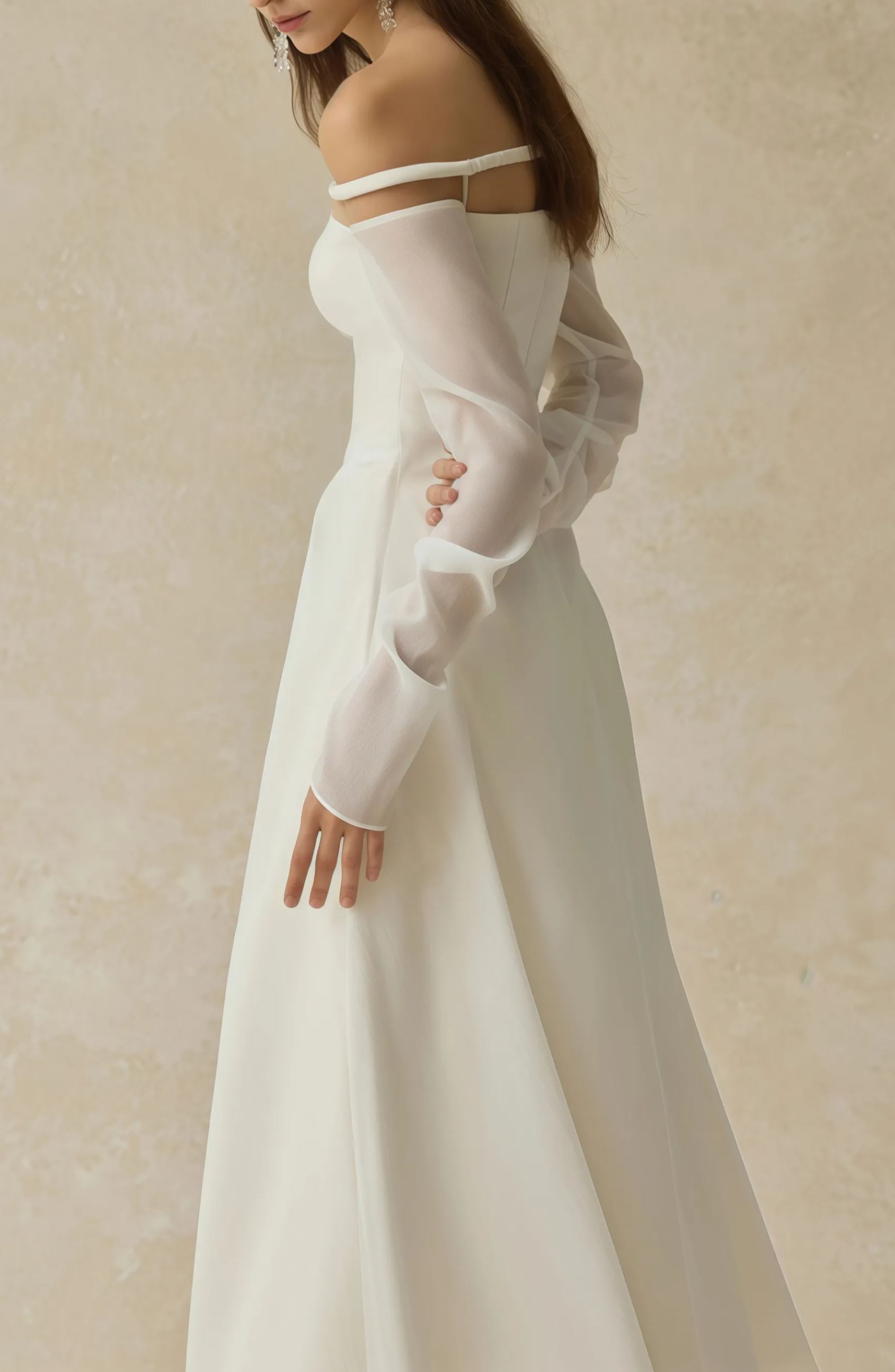 Intemporelle White Gathered Crepe Midi Dress