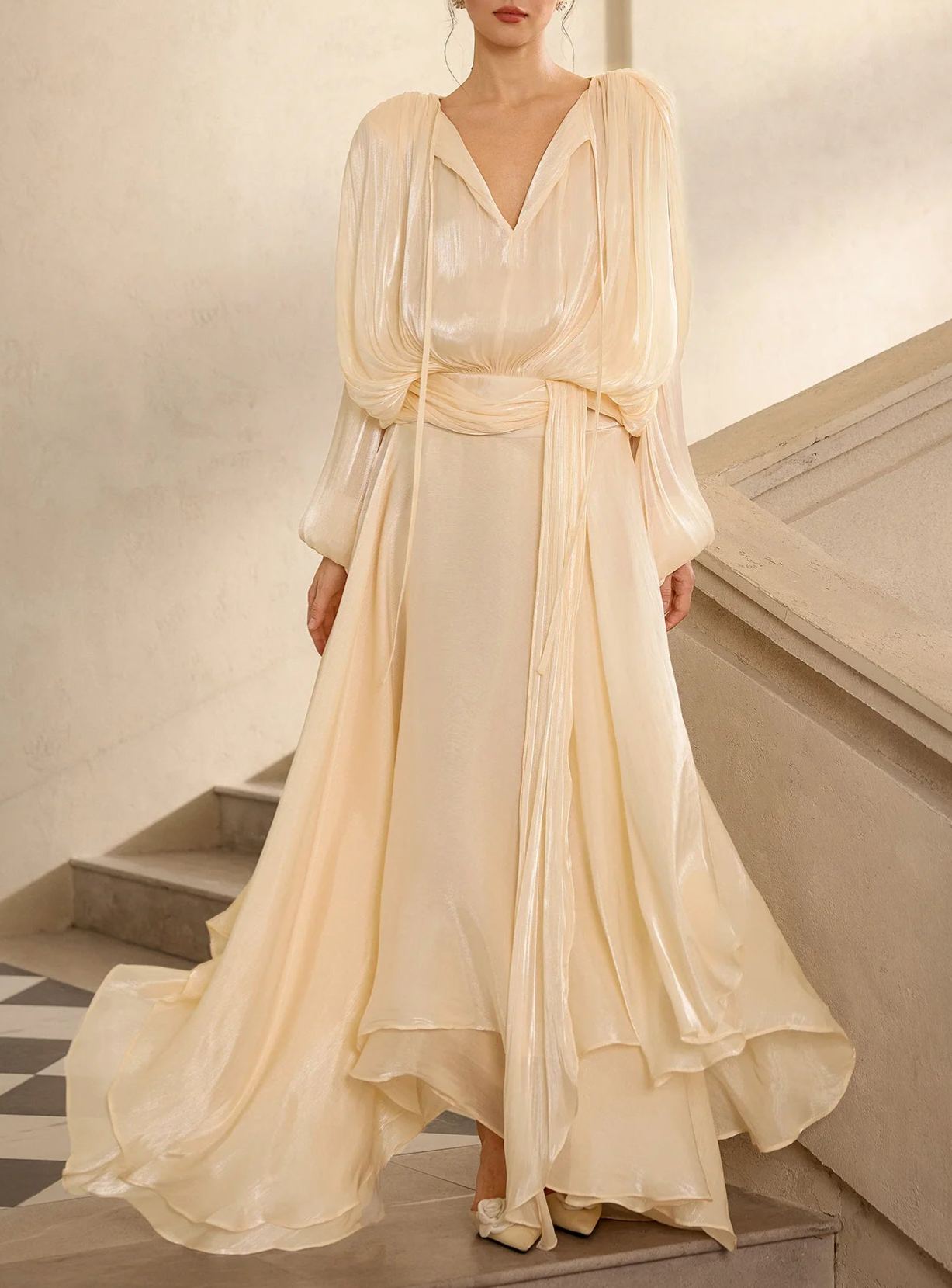 Topaz satin vacation maxi dress