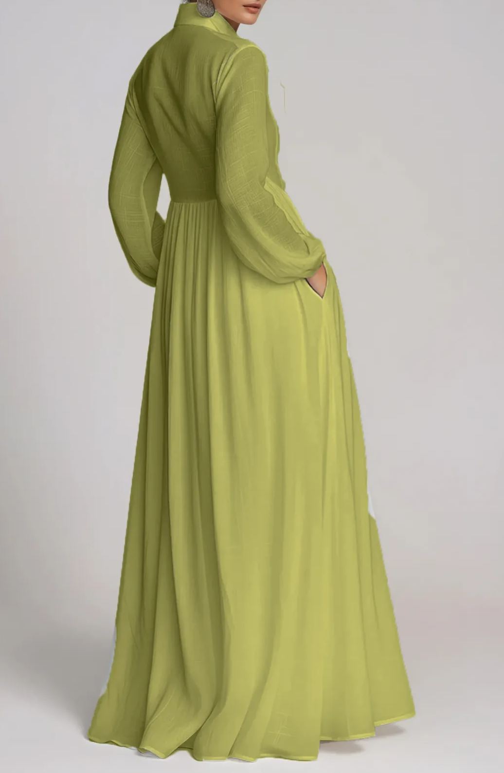 Francos Plunge Ruch Maxi Dress In Chartreuse