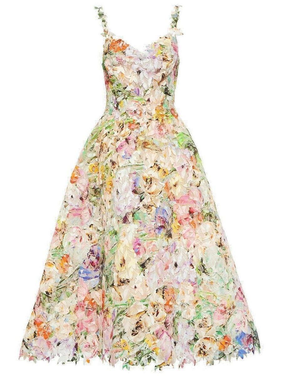 Fouzpofuy Spaghetti Floral Midi Dress