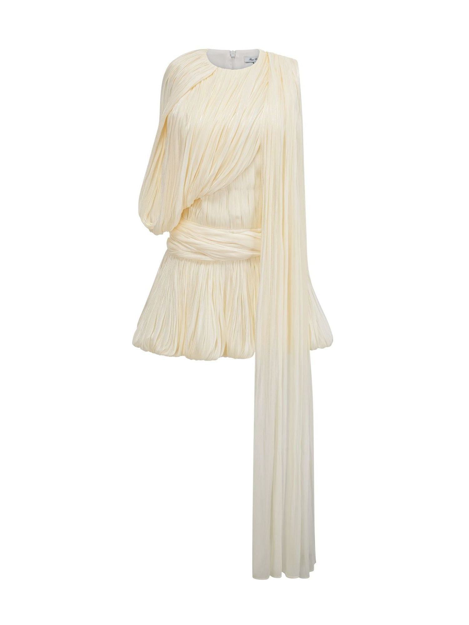 Cydronio Pleated Mini Dress with Ribbon Design Accent