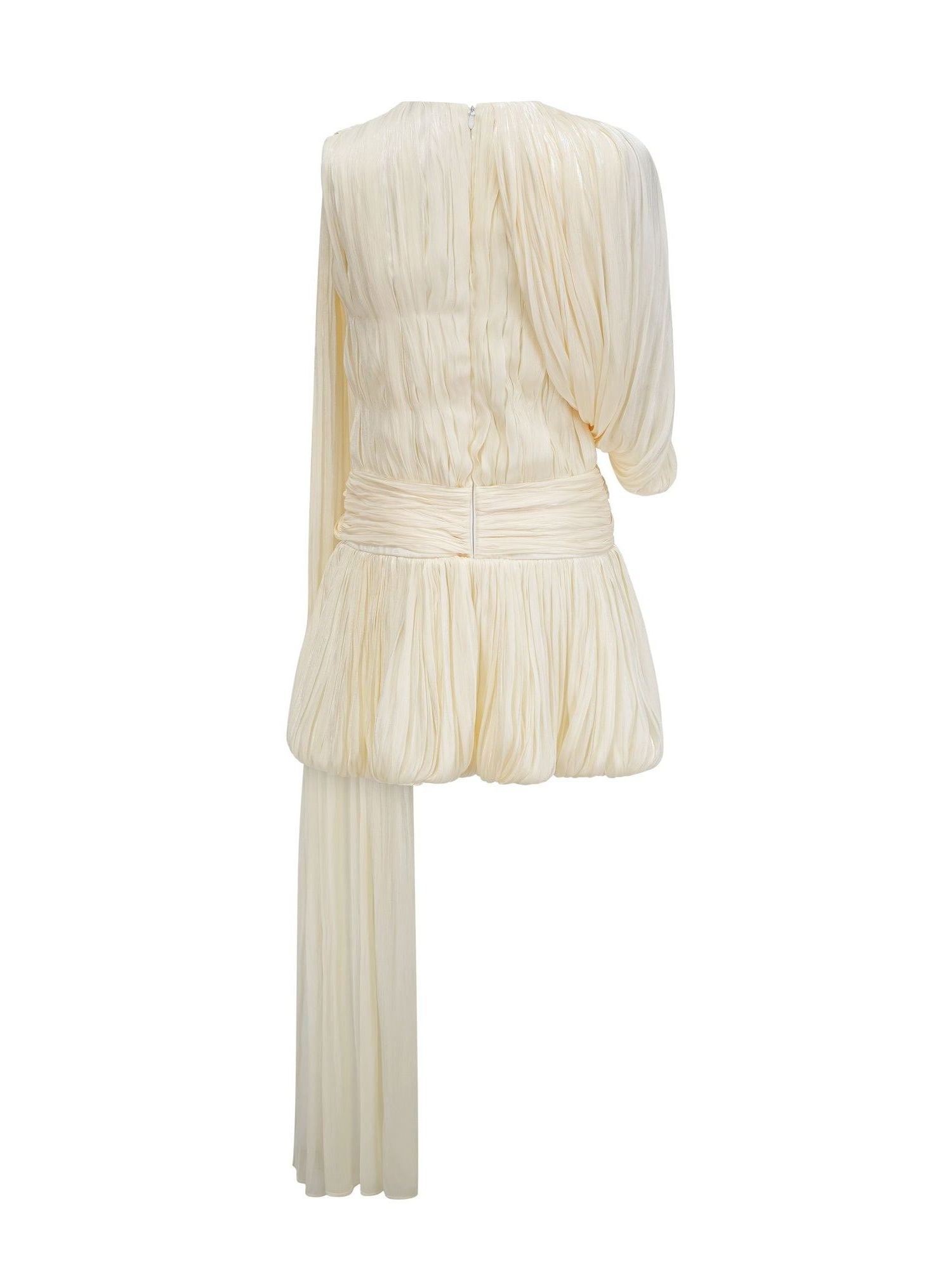 Cydronio Pleated Mini Dress with Ribbon Design Accent