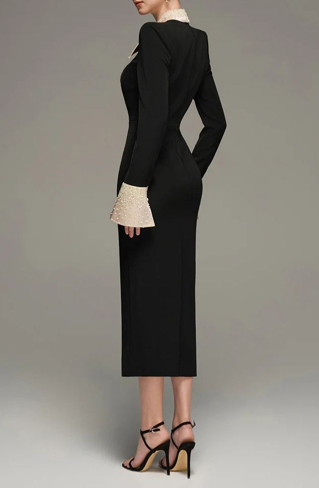 Ferran Black Embellished Corset Midi Dress