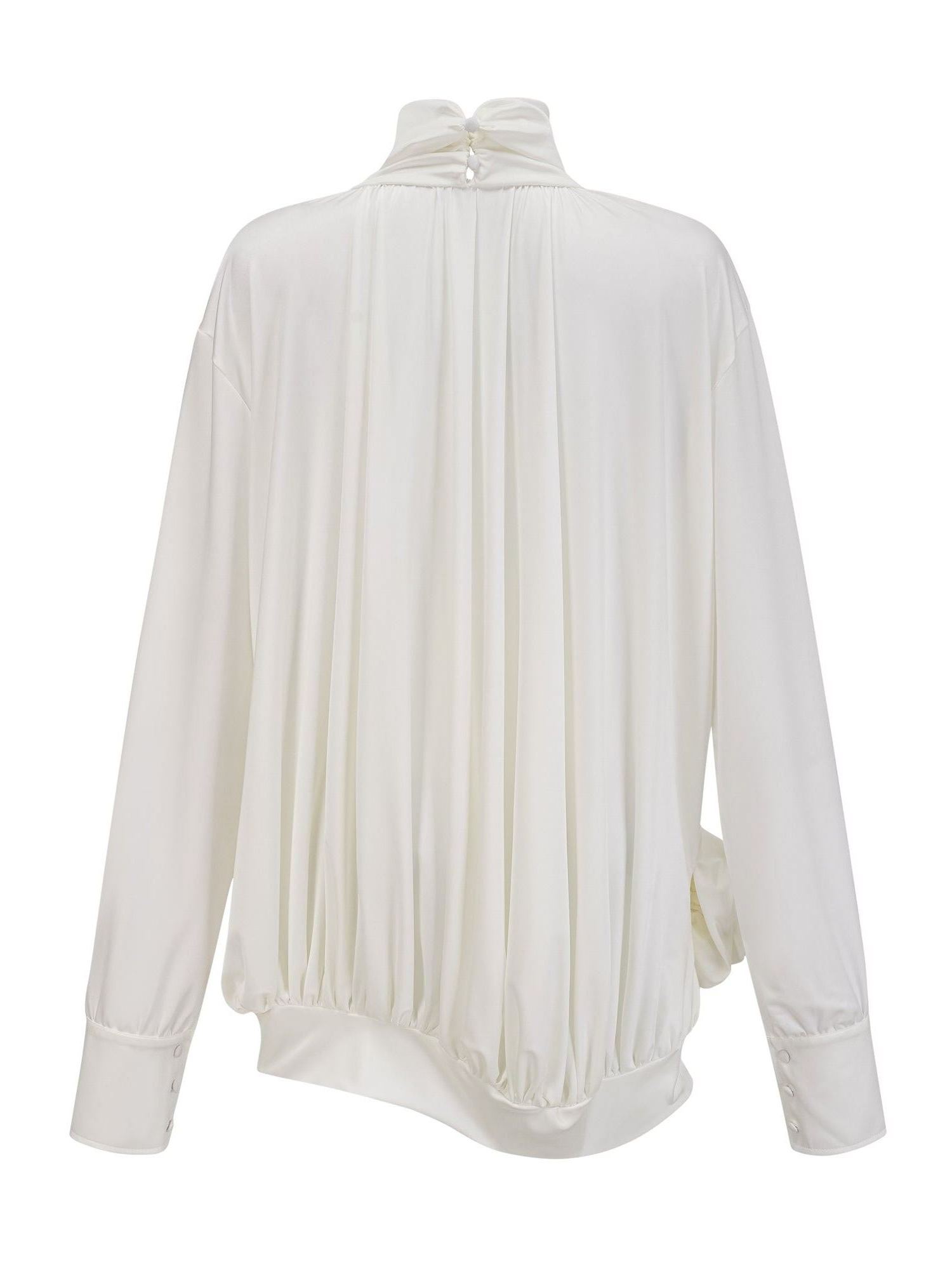 Feodor faux-flower ruched mini dress in White