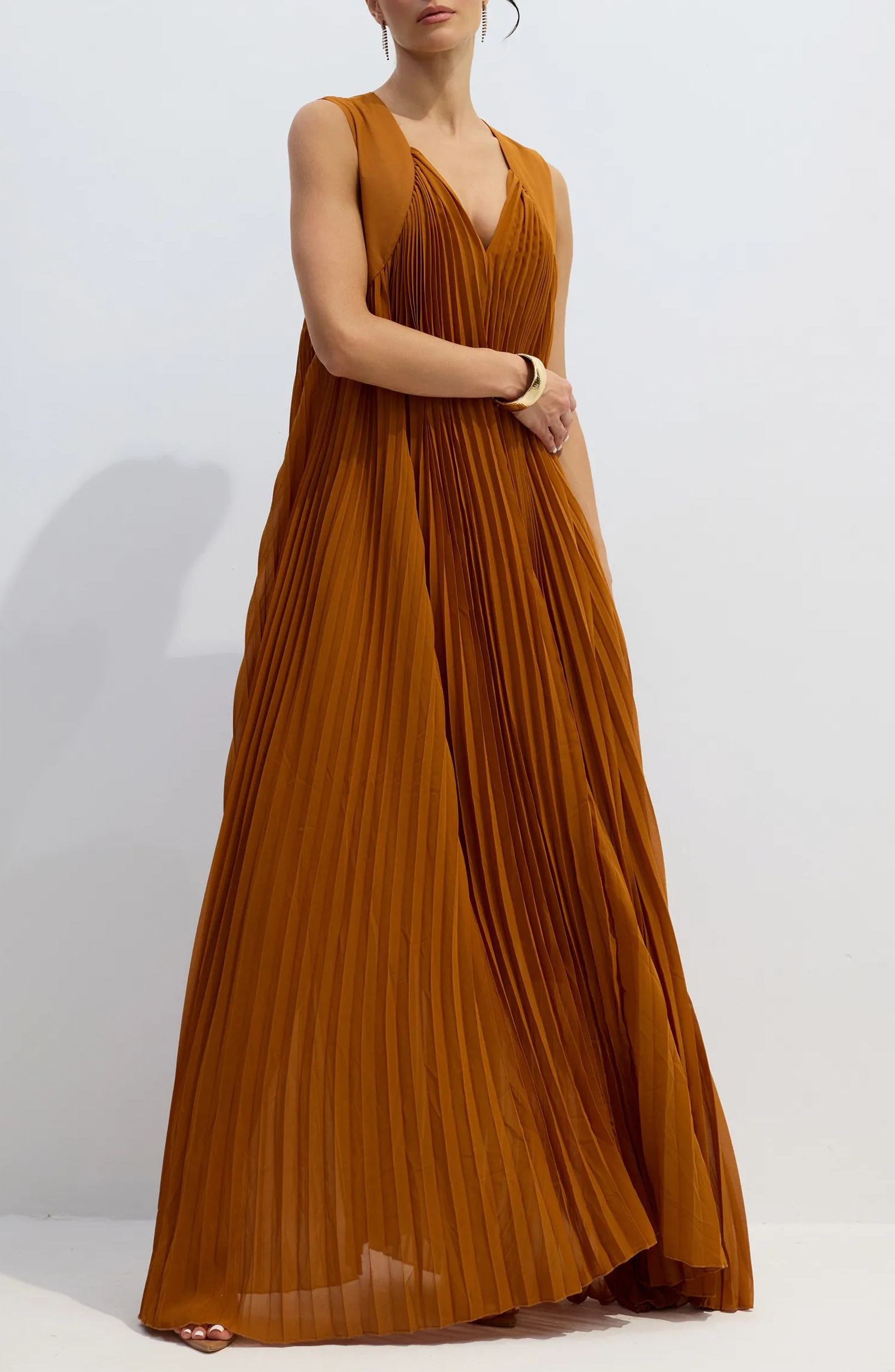 Fida V-Neck Pleated Maxi Dress