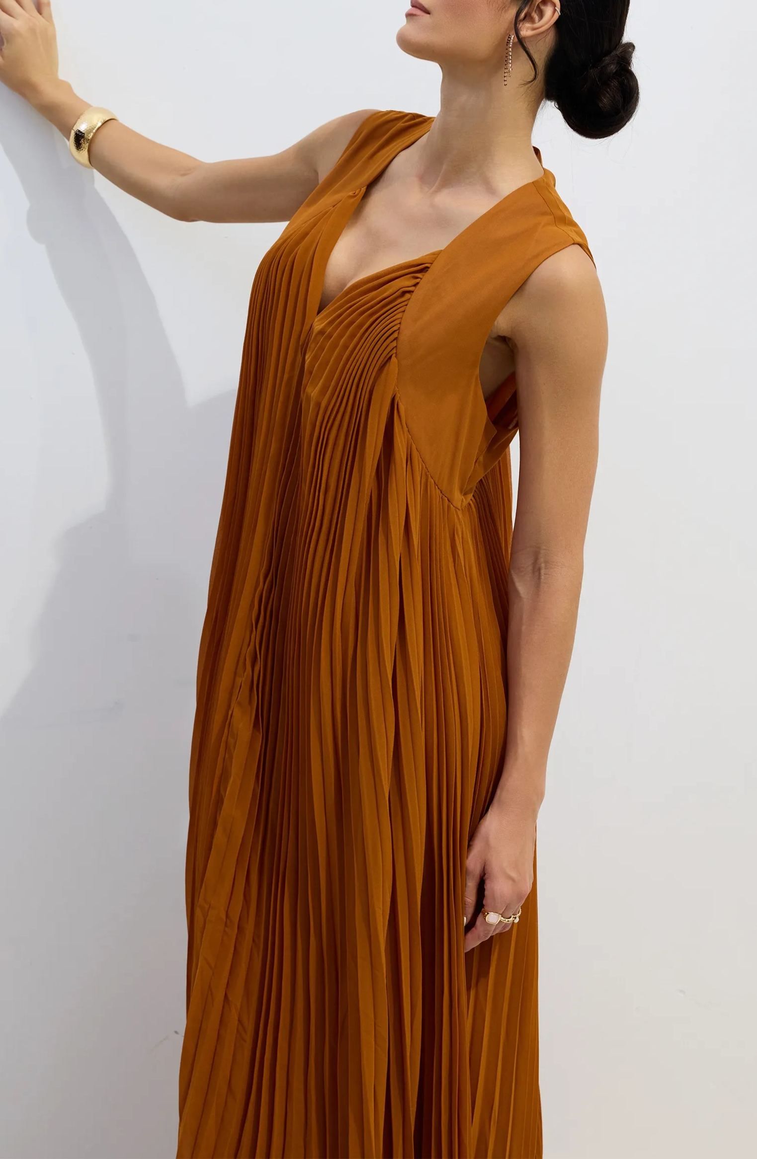 Fida V-Neck Pleated Maxi Dress