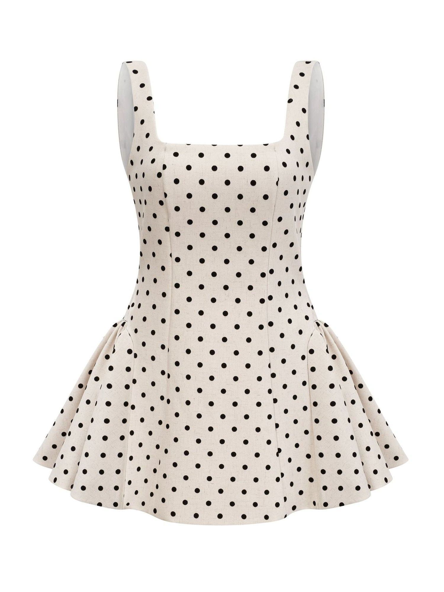 Gionosath neutrals polka-dot puff mini dress
