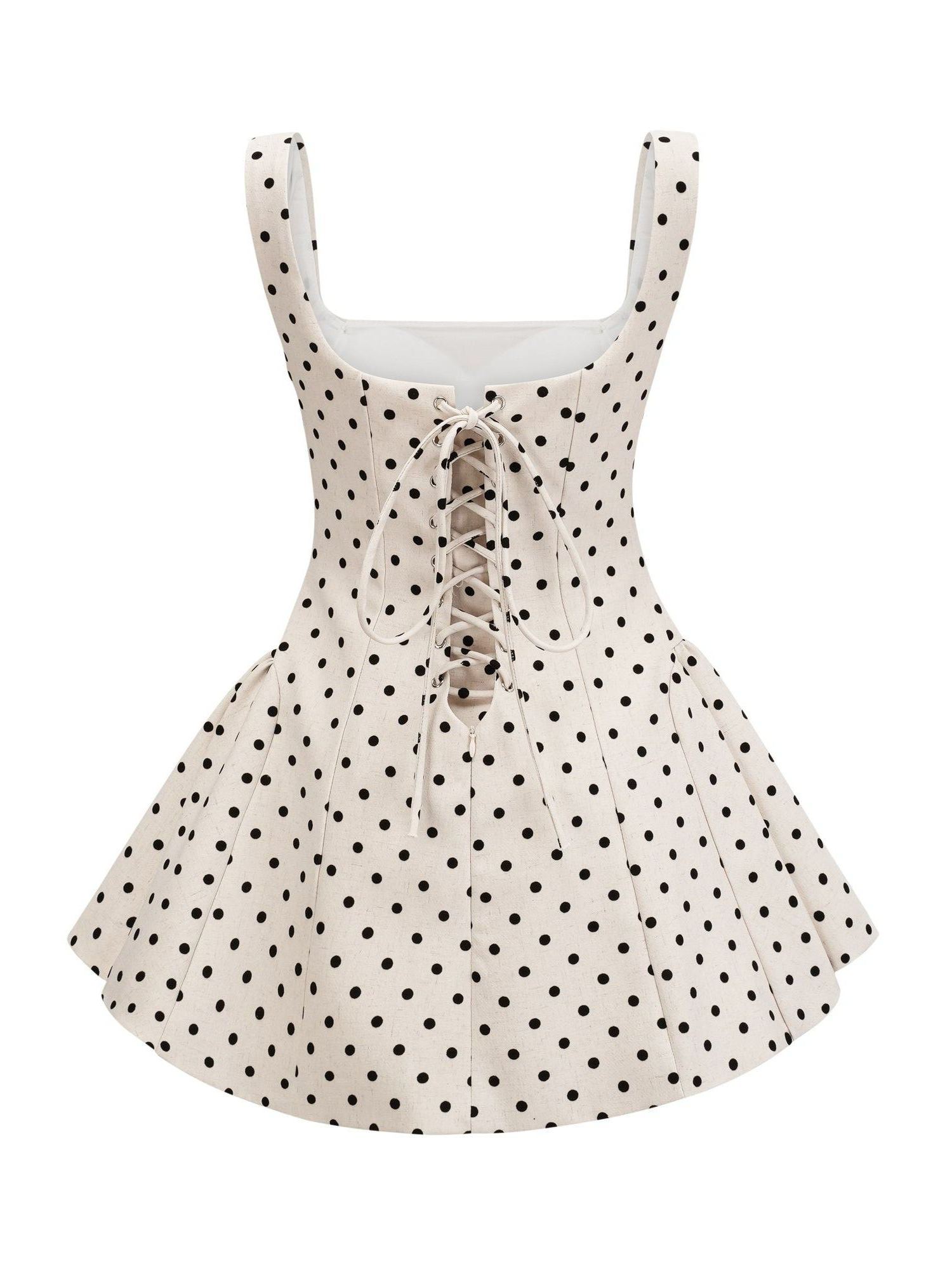 Gionosath neutrals polka-dot puff mini dress