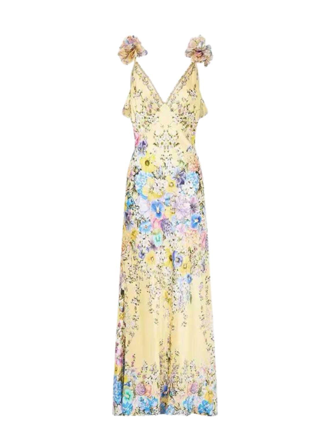 Goril V Neck Flower Maxi Dress