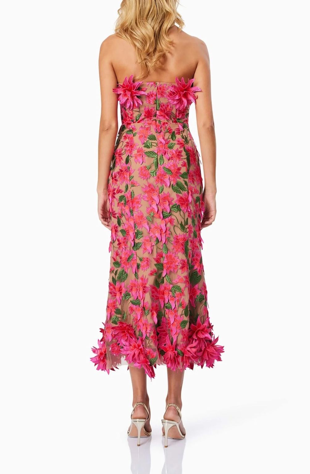 Semsem Floral Embroidery Strapless Maxi Dress
