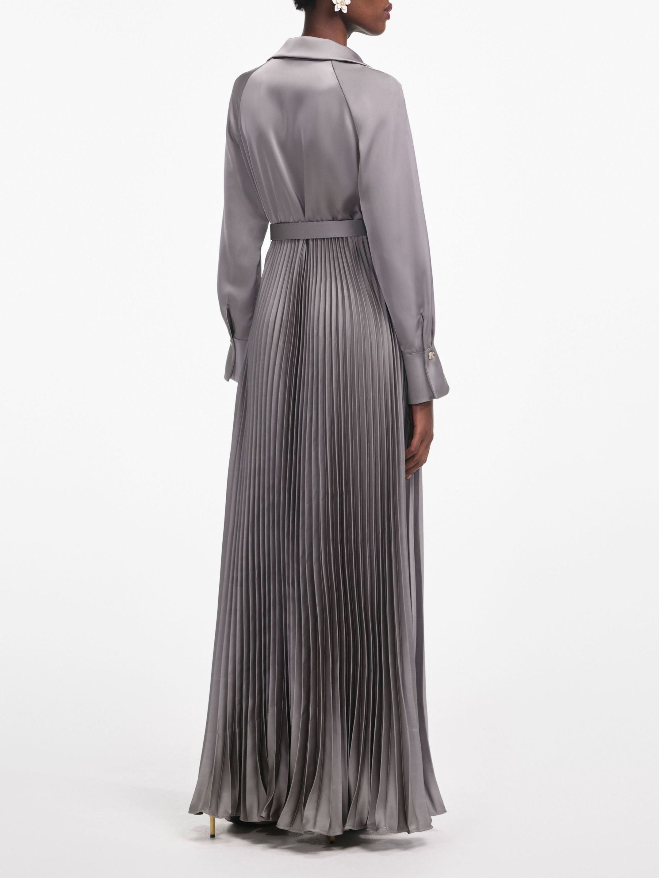 Greyzoh Satin Pleated Maxi Dress
