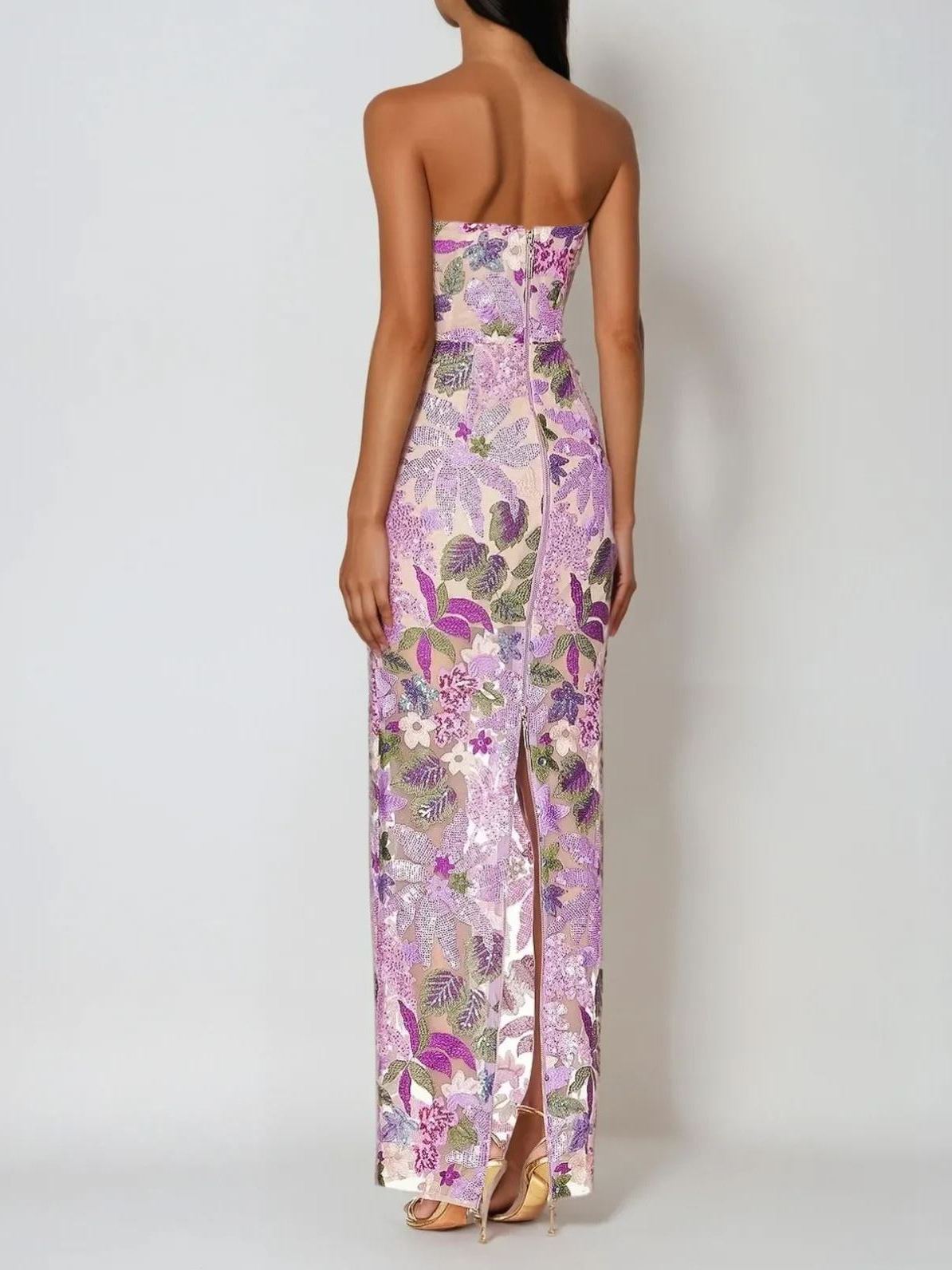 Wookey Embroidered Sequin Floral Maxi Dress