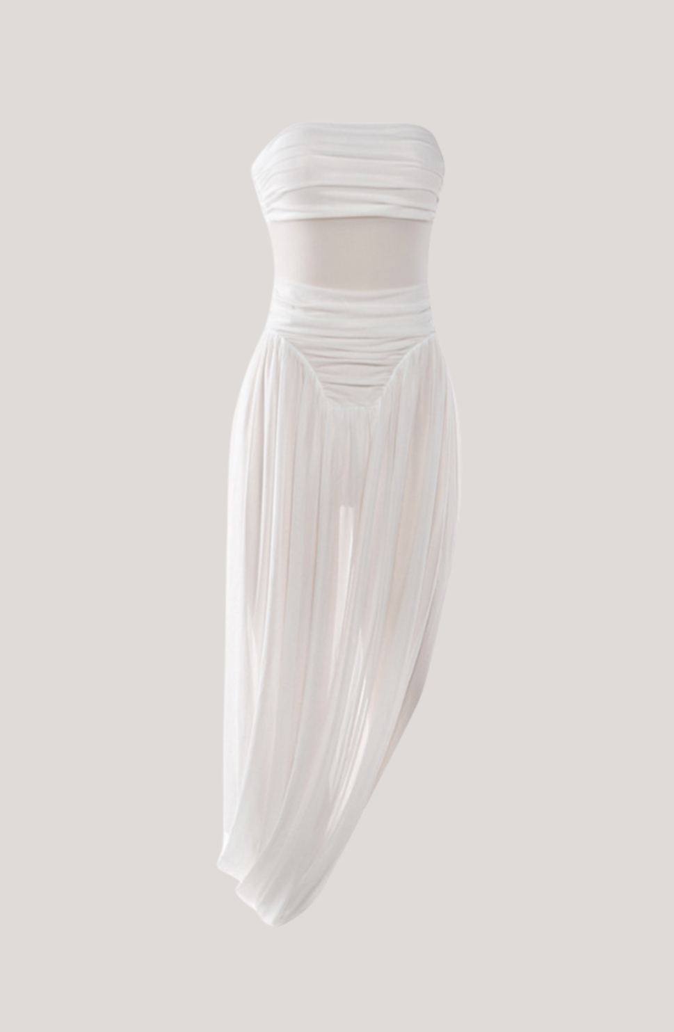 Eustace Strapless Draped Mesh Maxi Dress