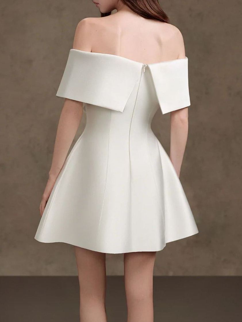 Fabienne Off Shoulder Asymmetric Mini Dress