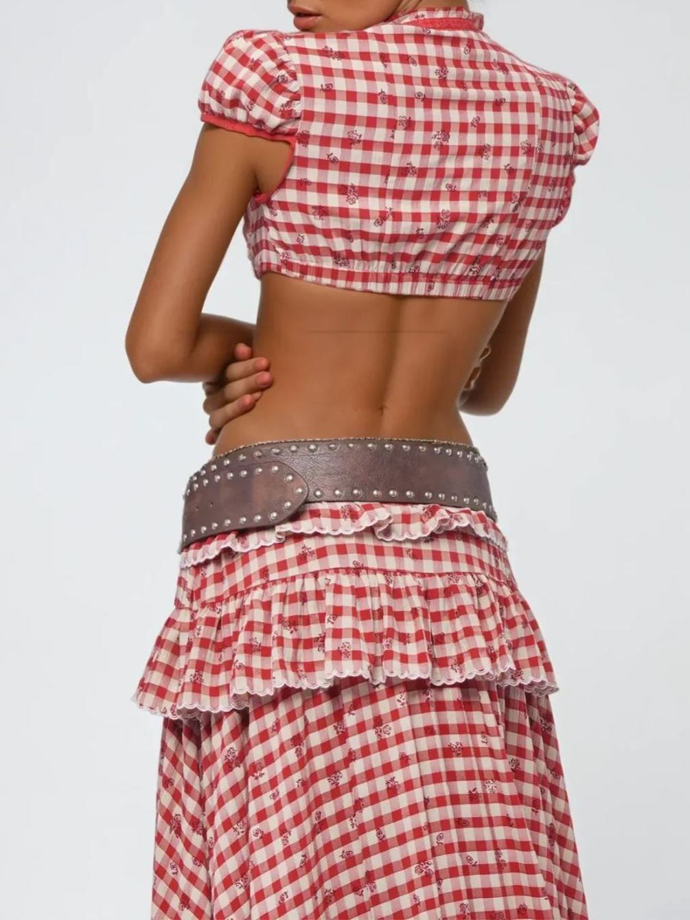 Cadogan Grid Crop Skirt Set