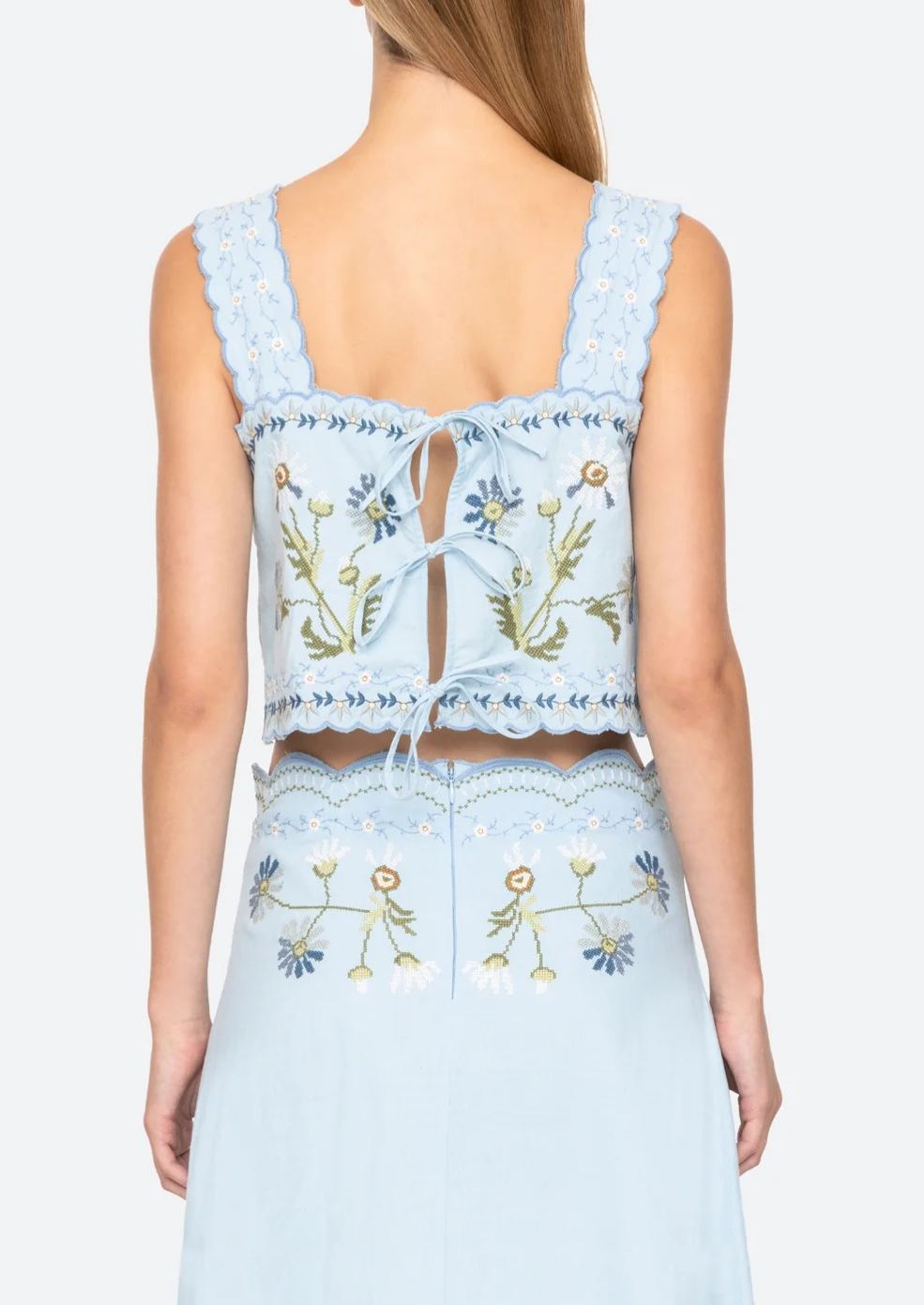 Paloma Embroidered Floral Skirt Set